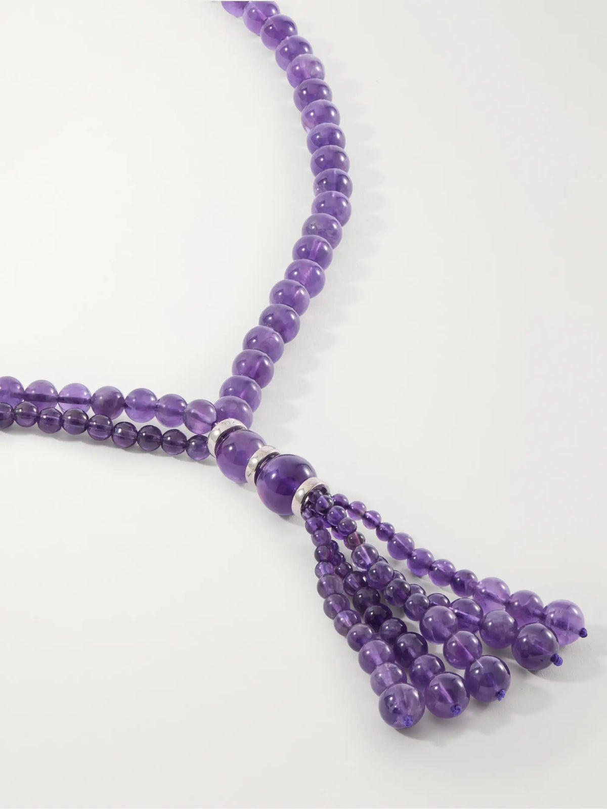 Venice Opera Tasseled Sterling Silver Amerthyst Necklace