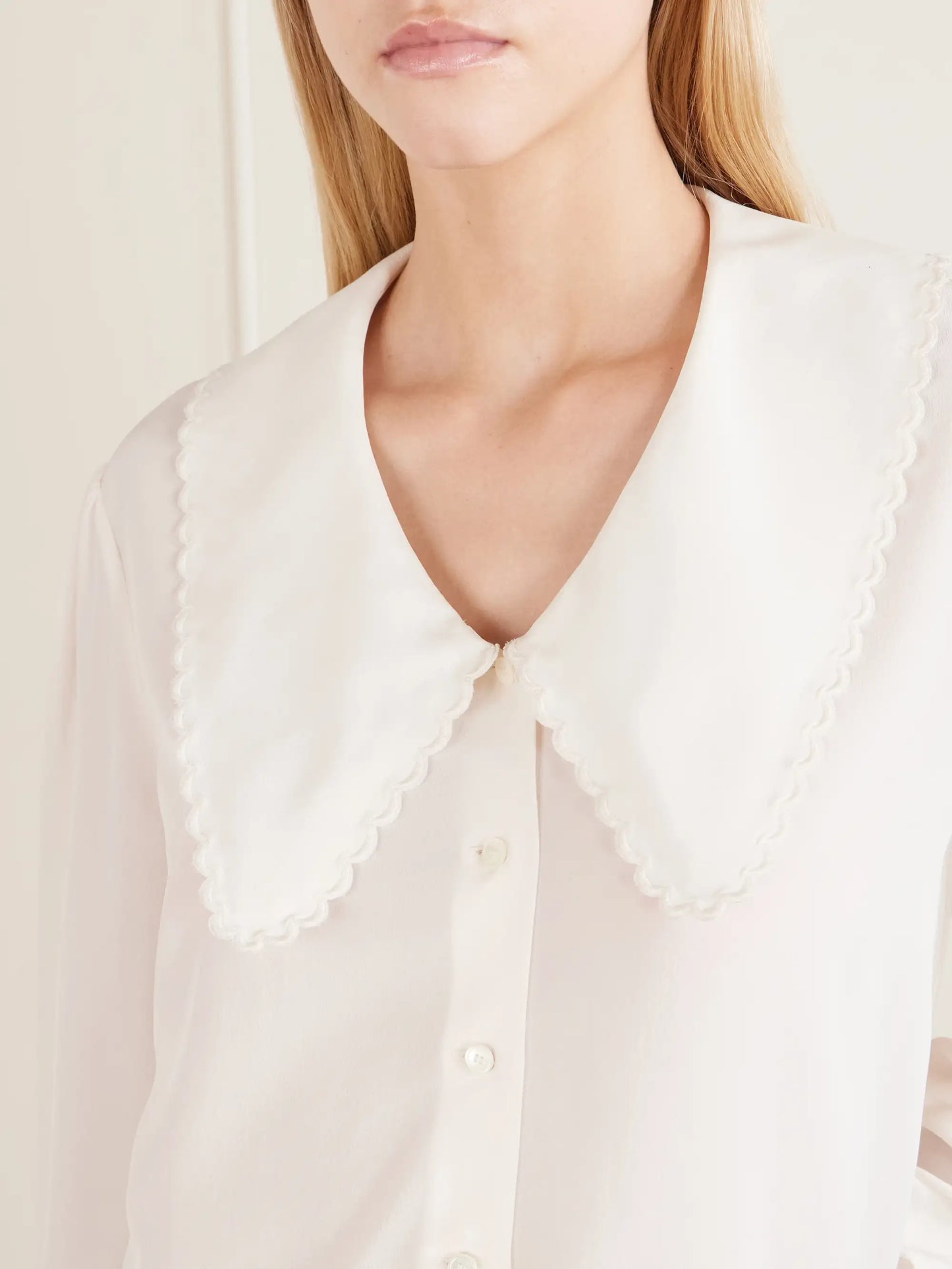 Cropped Silk-crepe De Chine Blouse