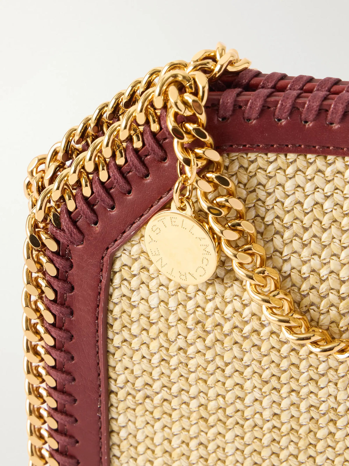 The Falabella Tiny Vegetarian Leather-trimmed Raffia Shoulder Bag