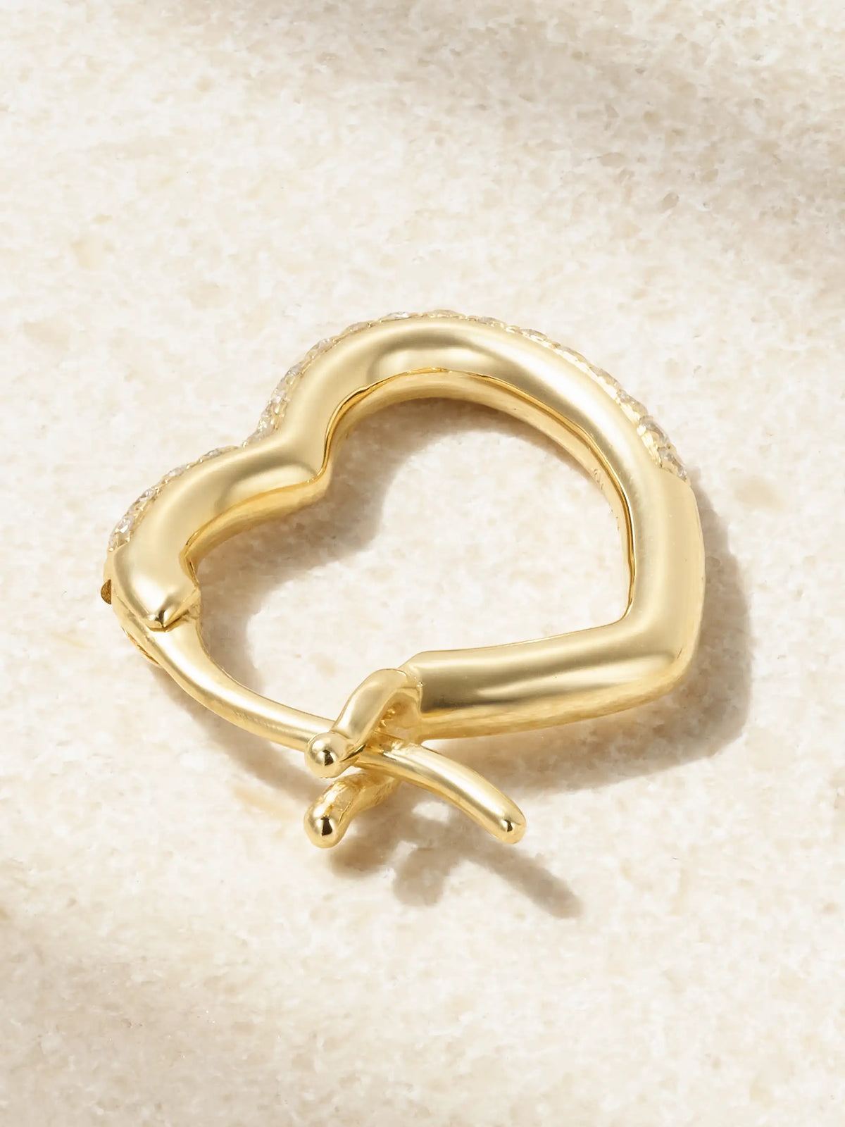 Mini Créole Coeur 9-karat Gold Diamond Single Hoop Earring