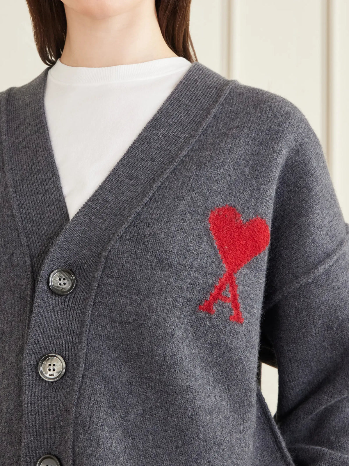 AMI PARIS + Net Sustain Adc Intarsia Wool Cardigan