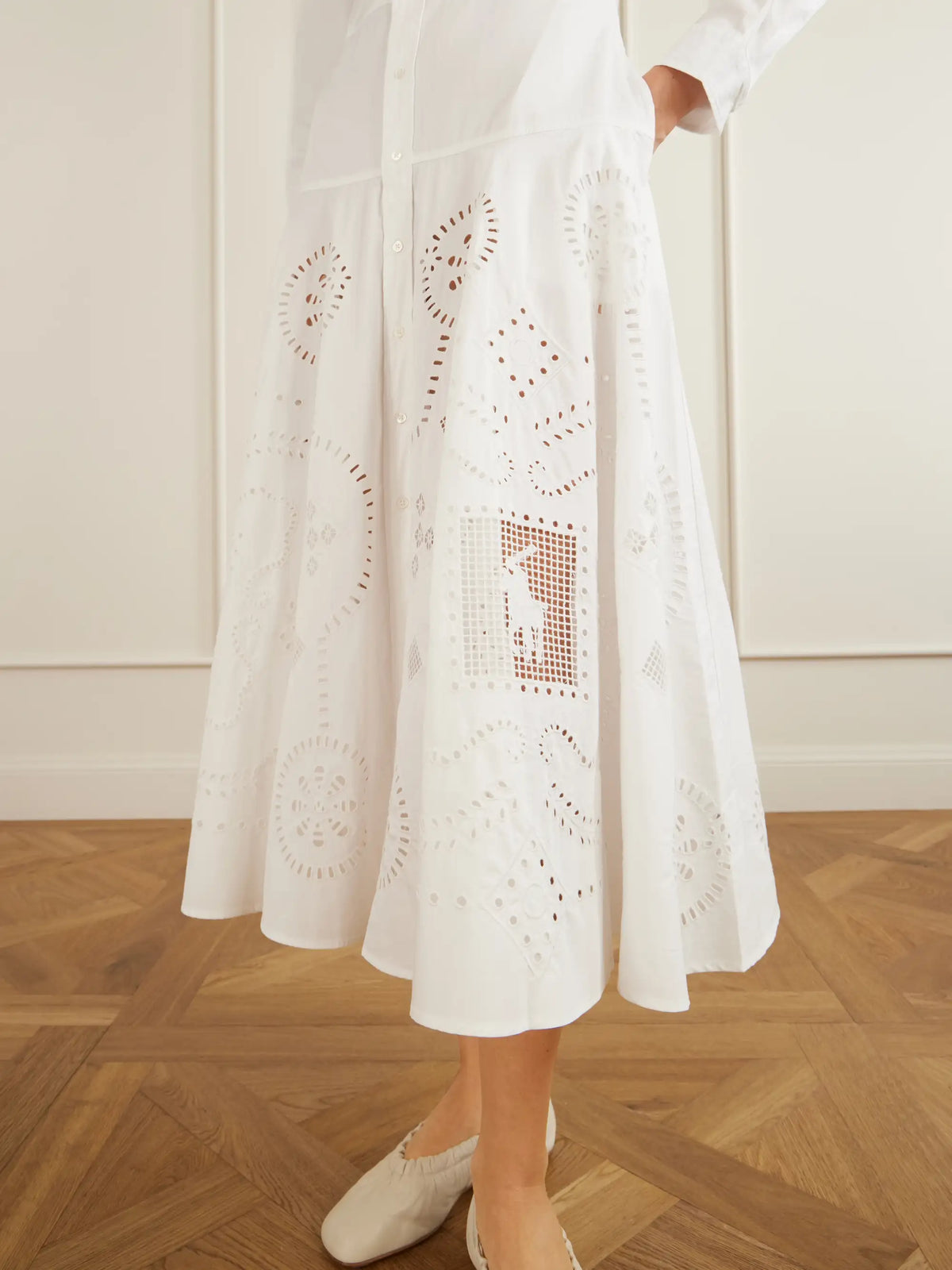 Broderie Anglaise Cotton Midi Dress