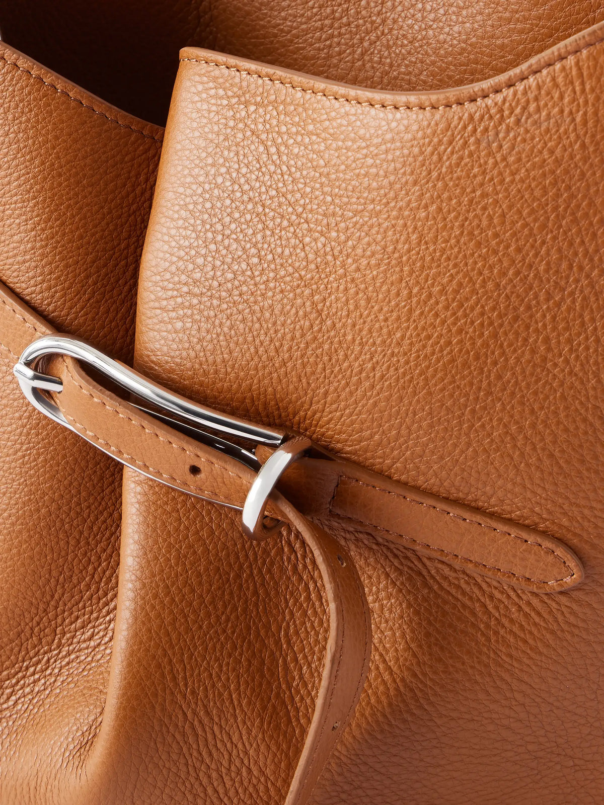 Belted Leather Bucket Bag