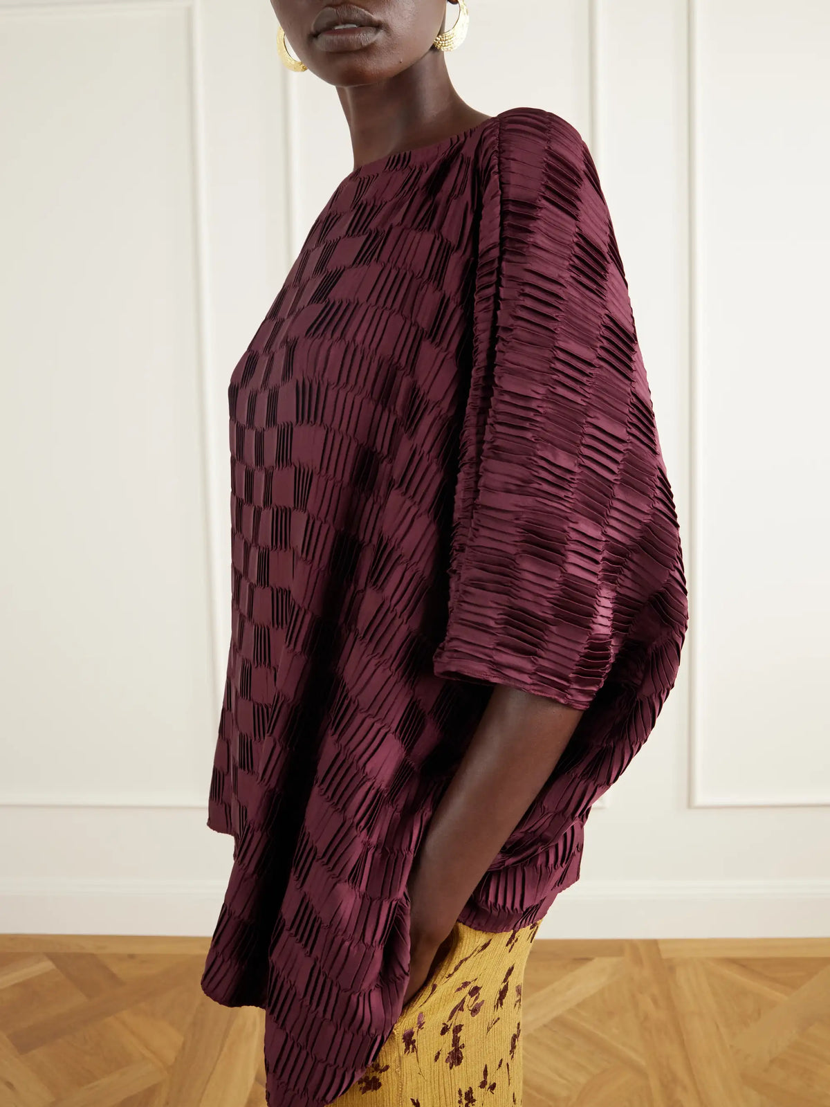Dima Ayad Plissé Satin Blouse