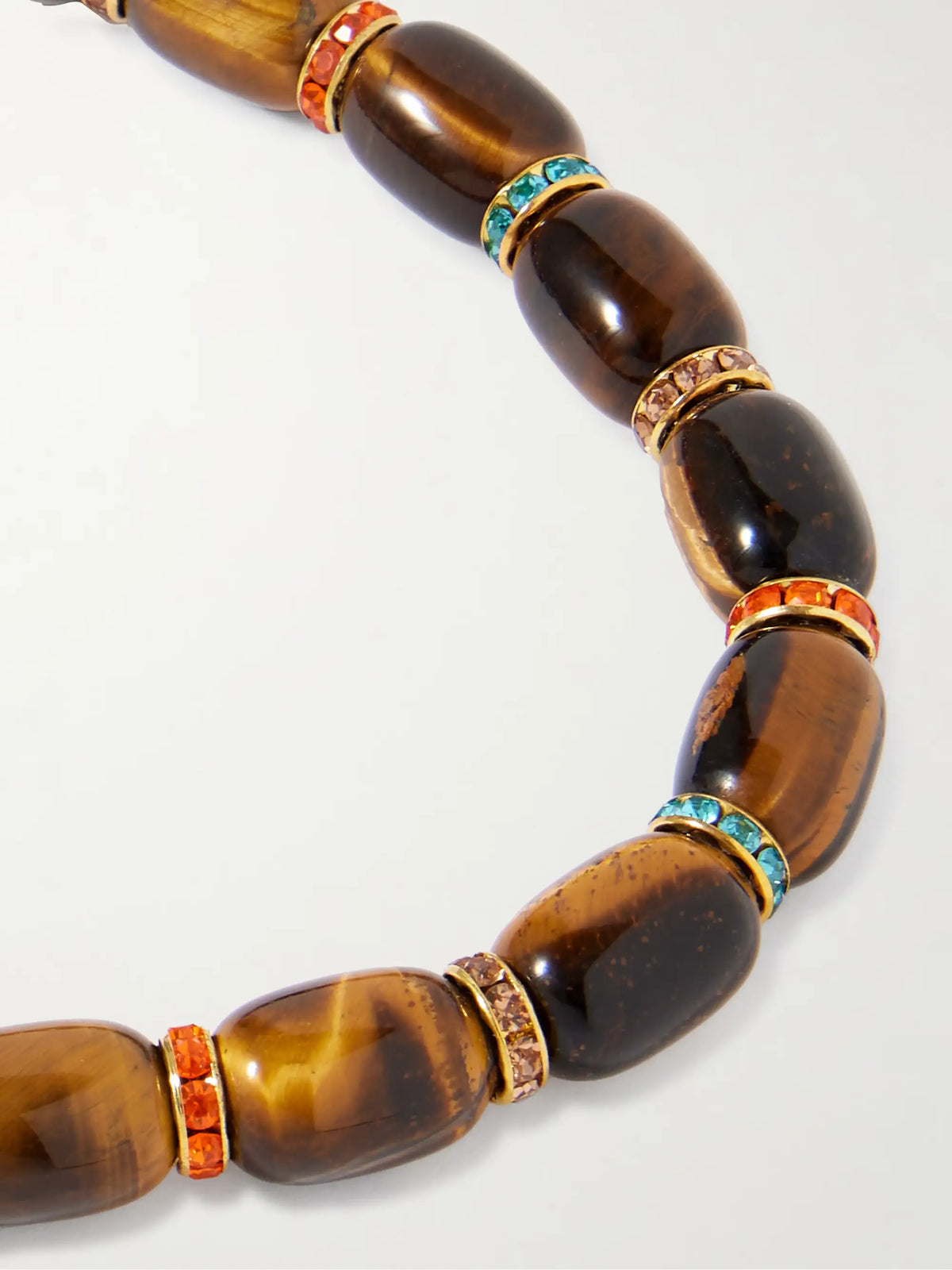 Donna Gold-tone Tiger's Eye And Crystal Necklace