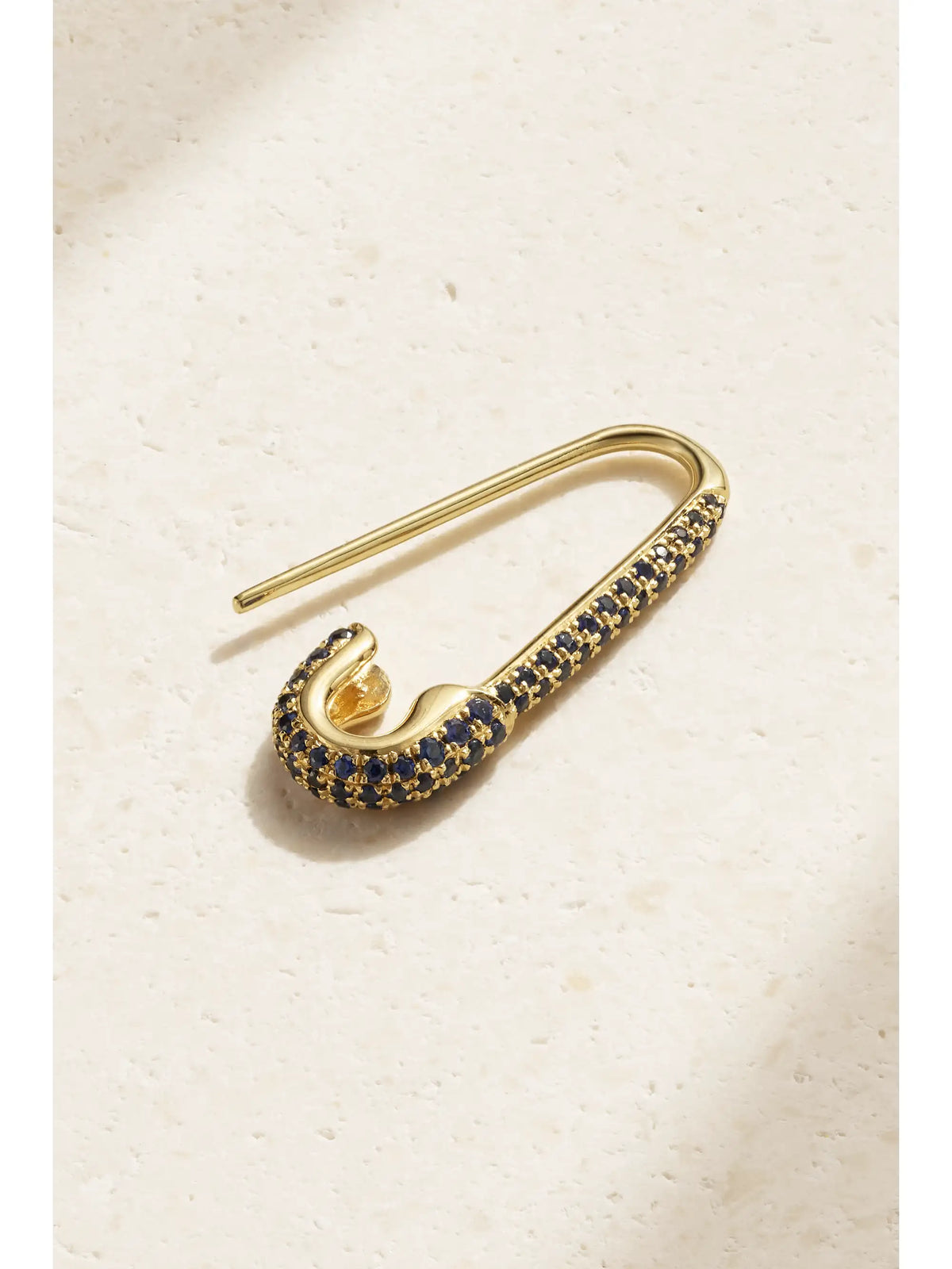 Safety Pin 18-karat Gold Sapphire Earring