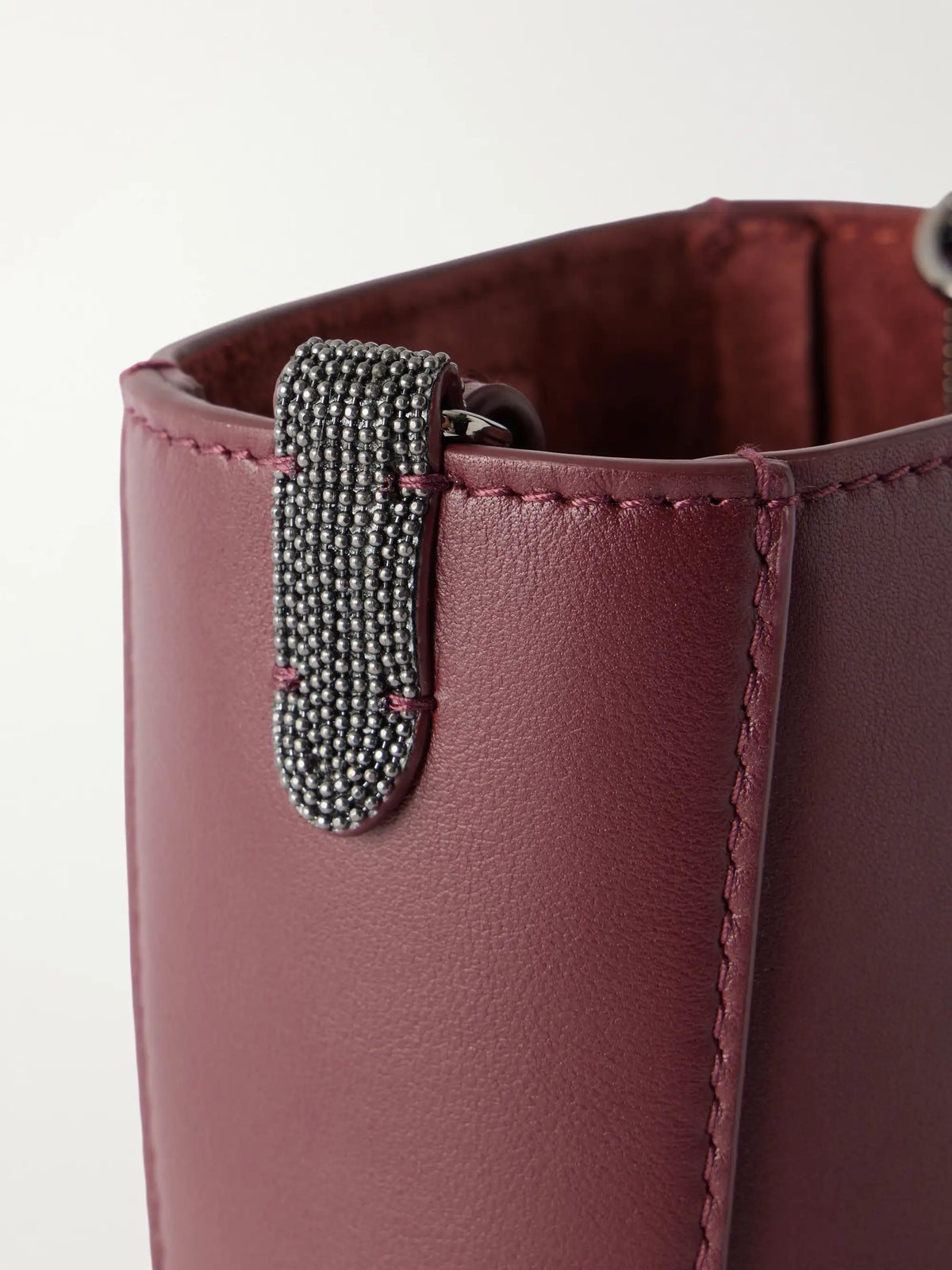 Bead-embellished Leather Pouch