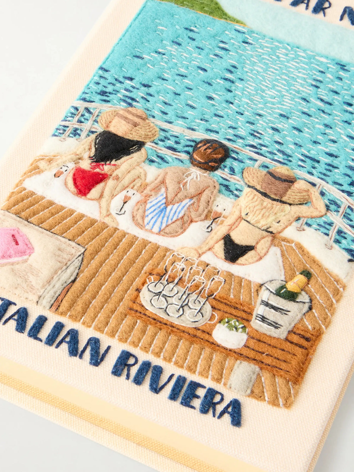 Dolce Far Niente Embroidered Appliquéd Canvas Clutch