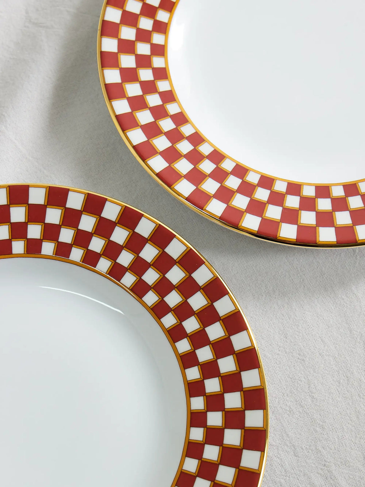 Set Of Two Gold-plated Porcelain Dinner Plates