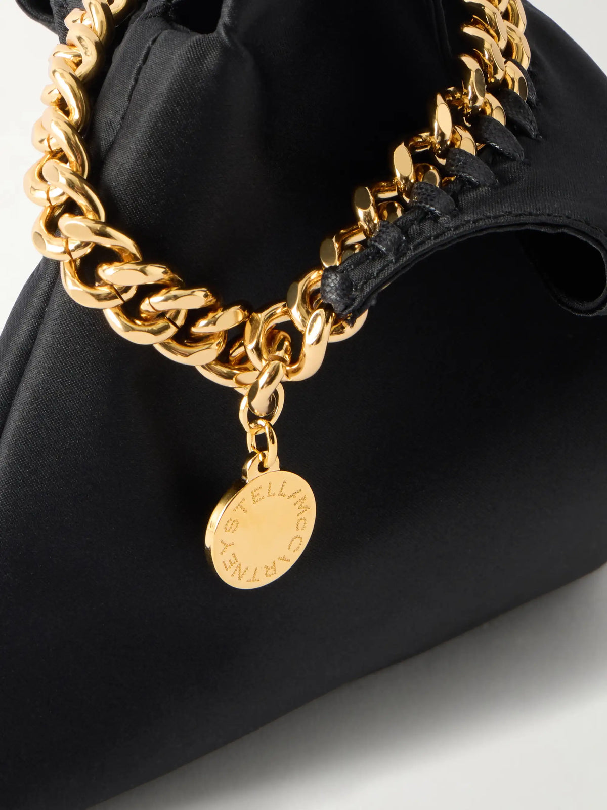 Farabella Logo-embellished Gold-tone And Satin Wristlet Tote