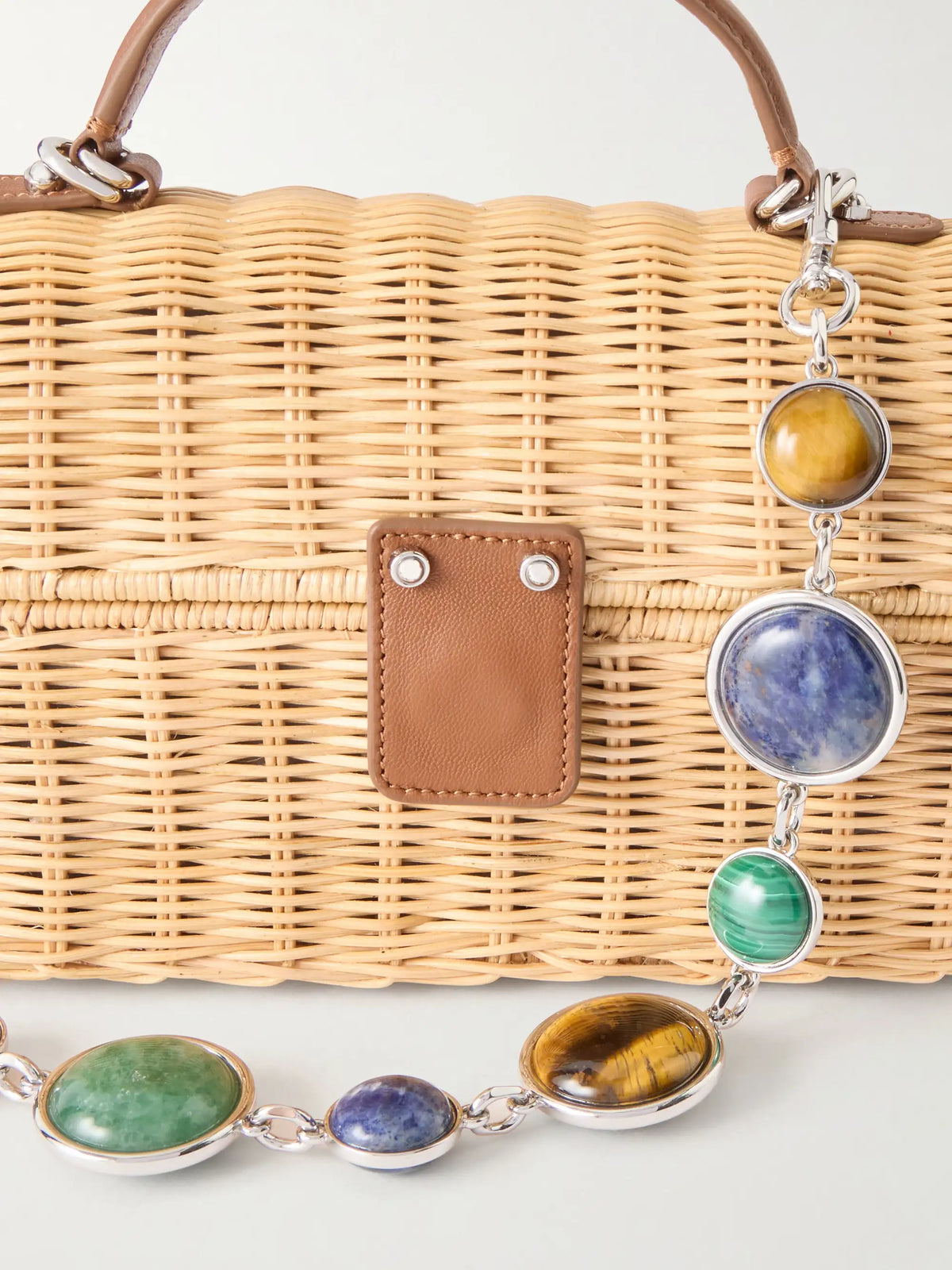 Isla Basket Leather-trimmed Raffia Clutch