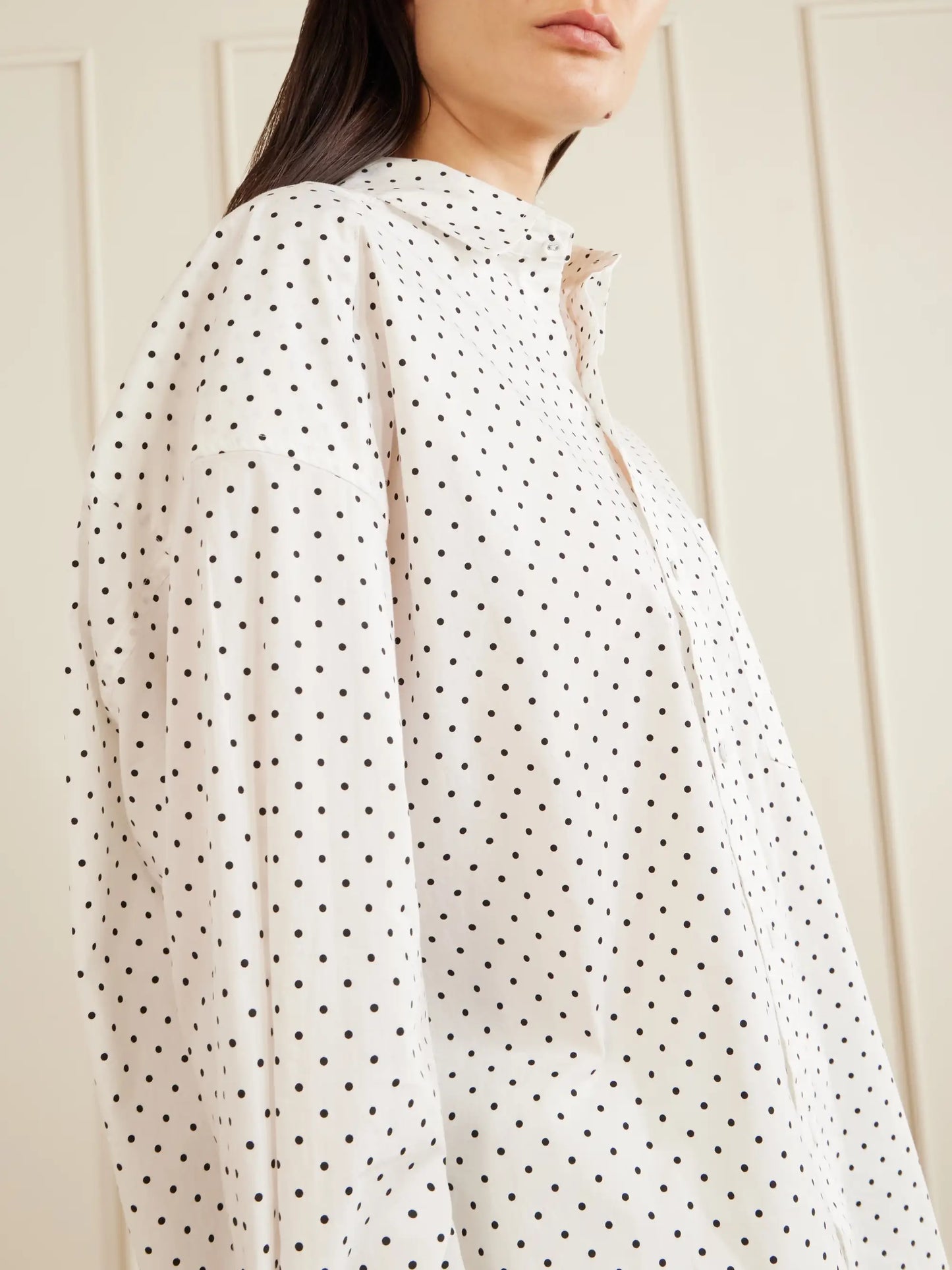 Polka-dot Cotton-blend Poplin Pajama Set