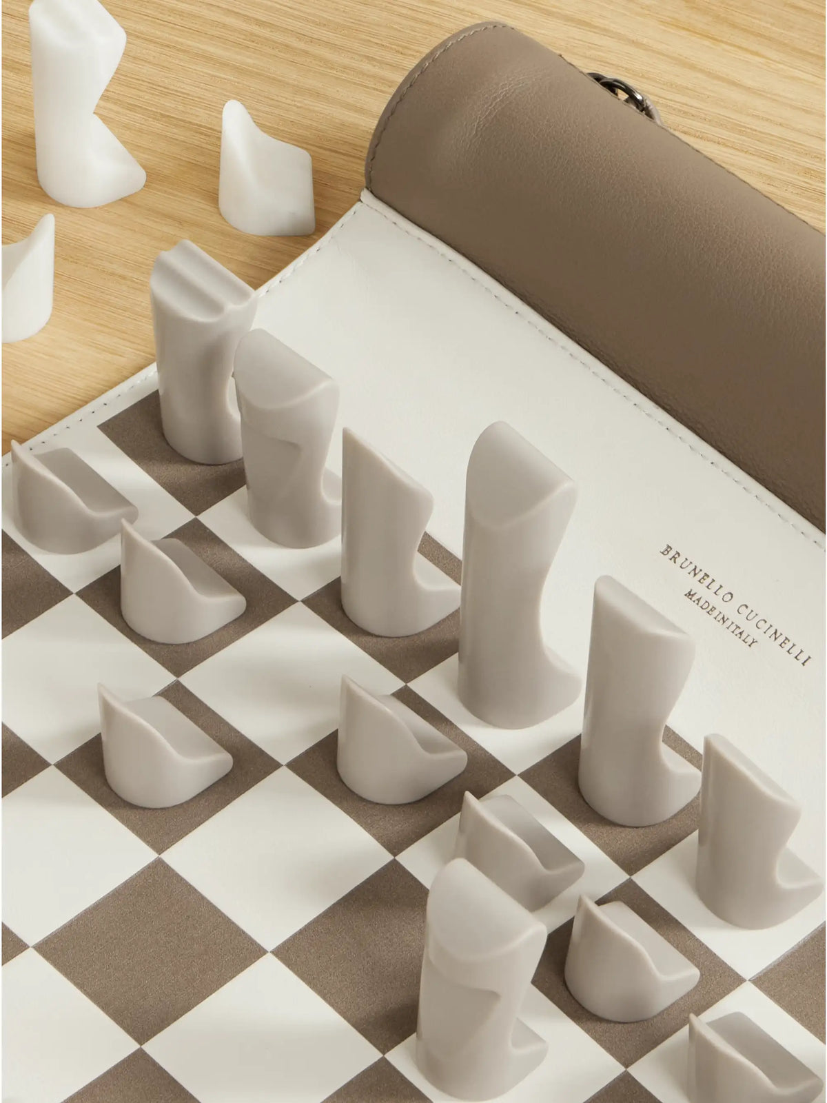 Leather And Krion Portable Chess Set