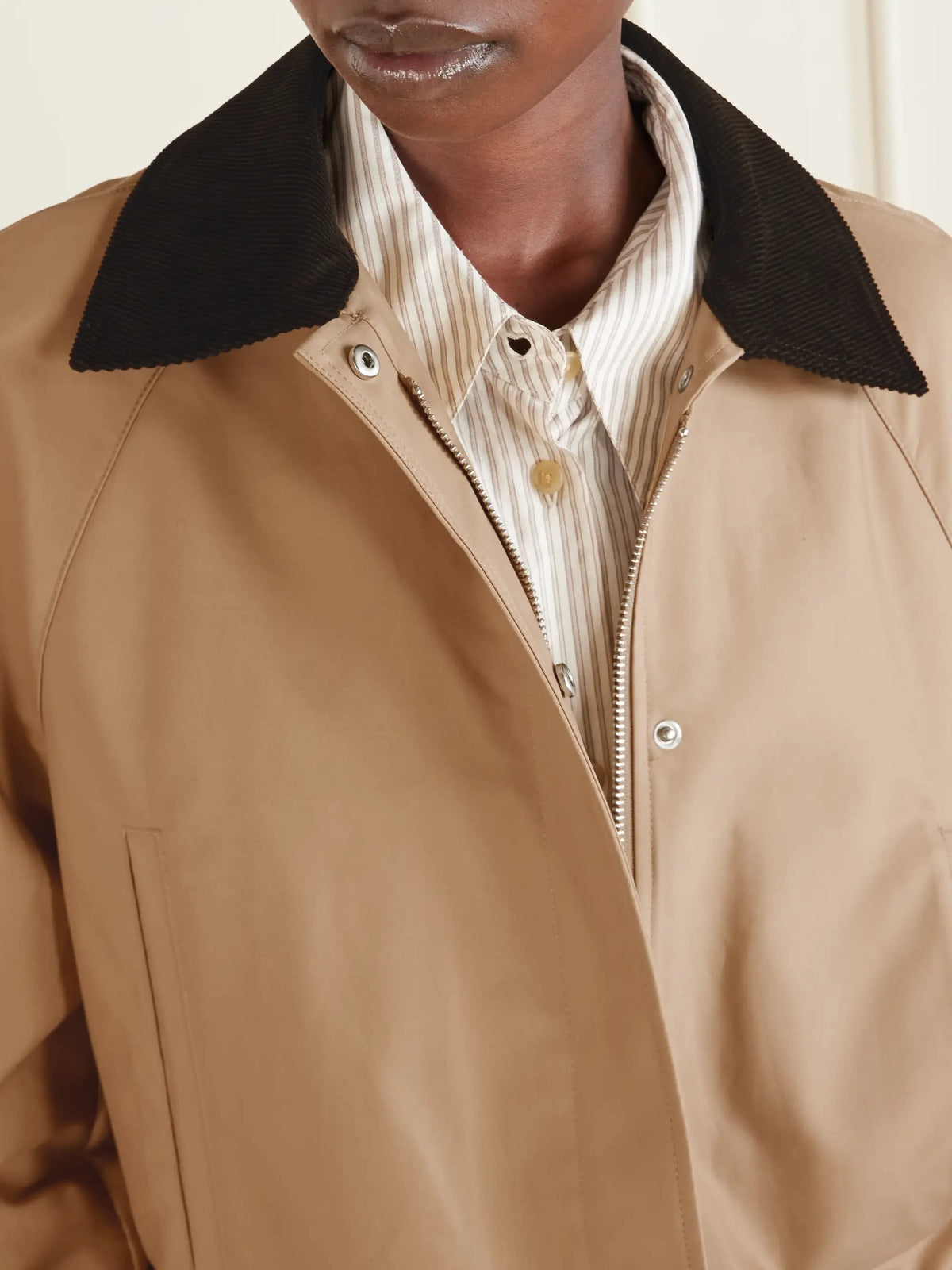 Summer Country Corduroy-trimmed Coated-canvas Jacket