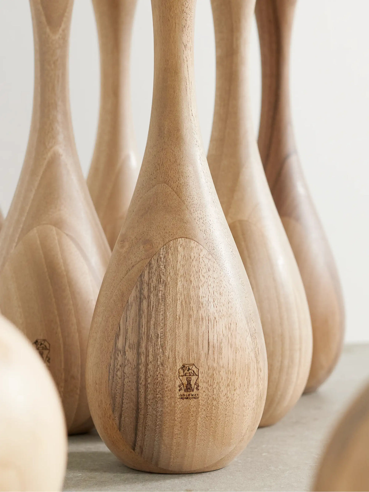 Leather-trimmed Wood Skittles Set