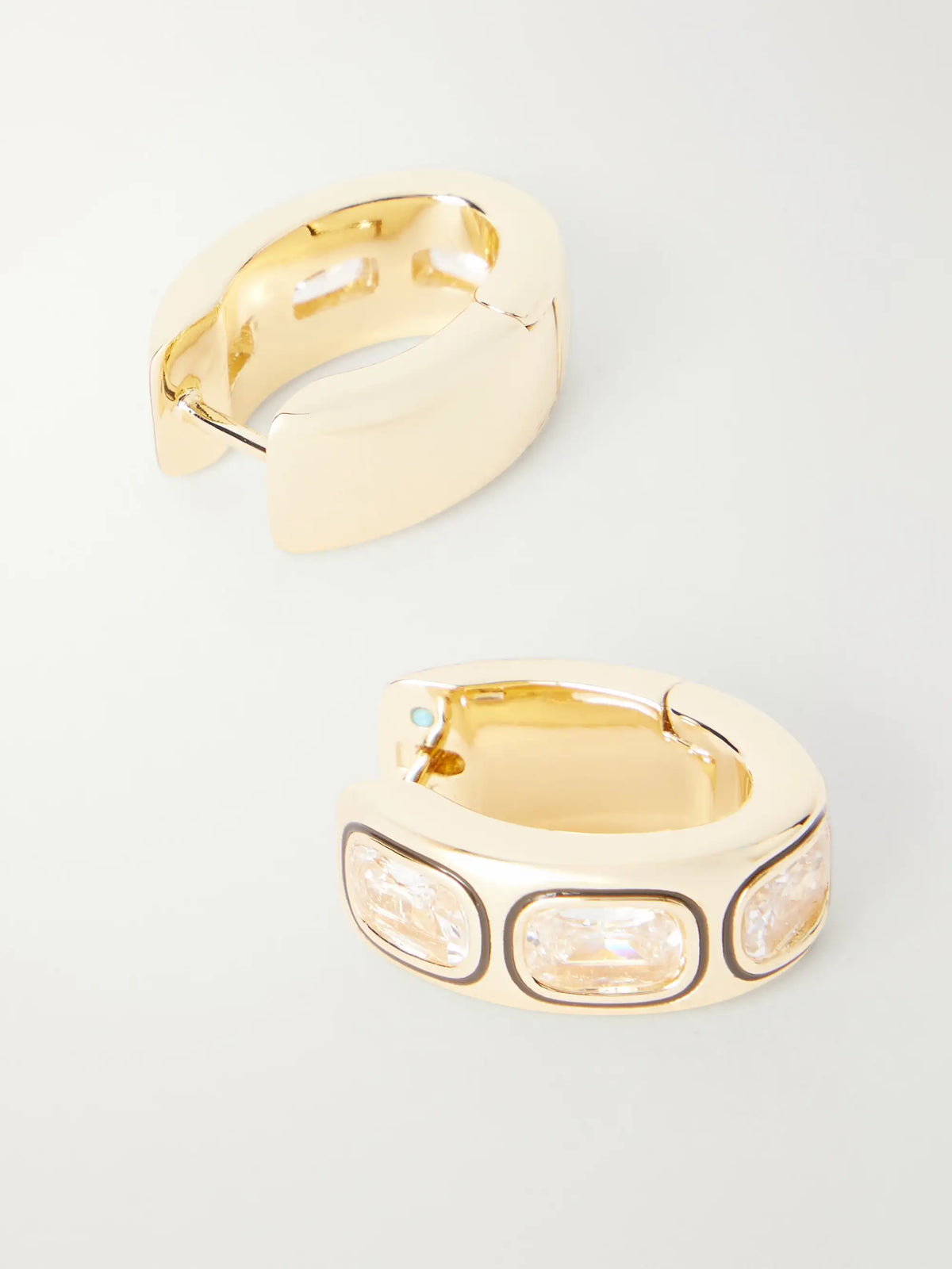 The Cubic Hinged Chubby Gold-tone Cubic Zirconia Hoop Earrings