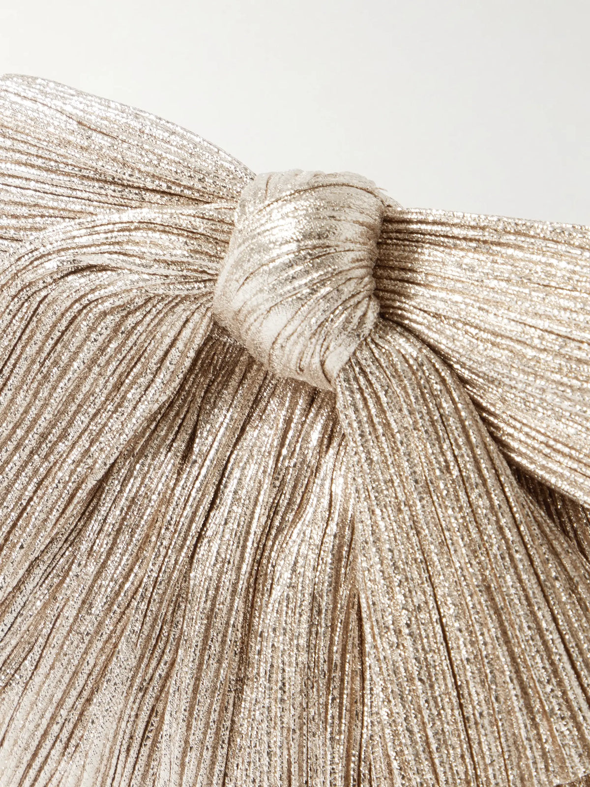 Rayne Bow-embellished Plissé-lamé Clutch