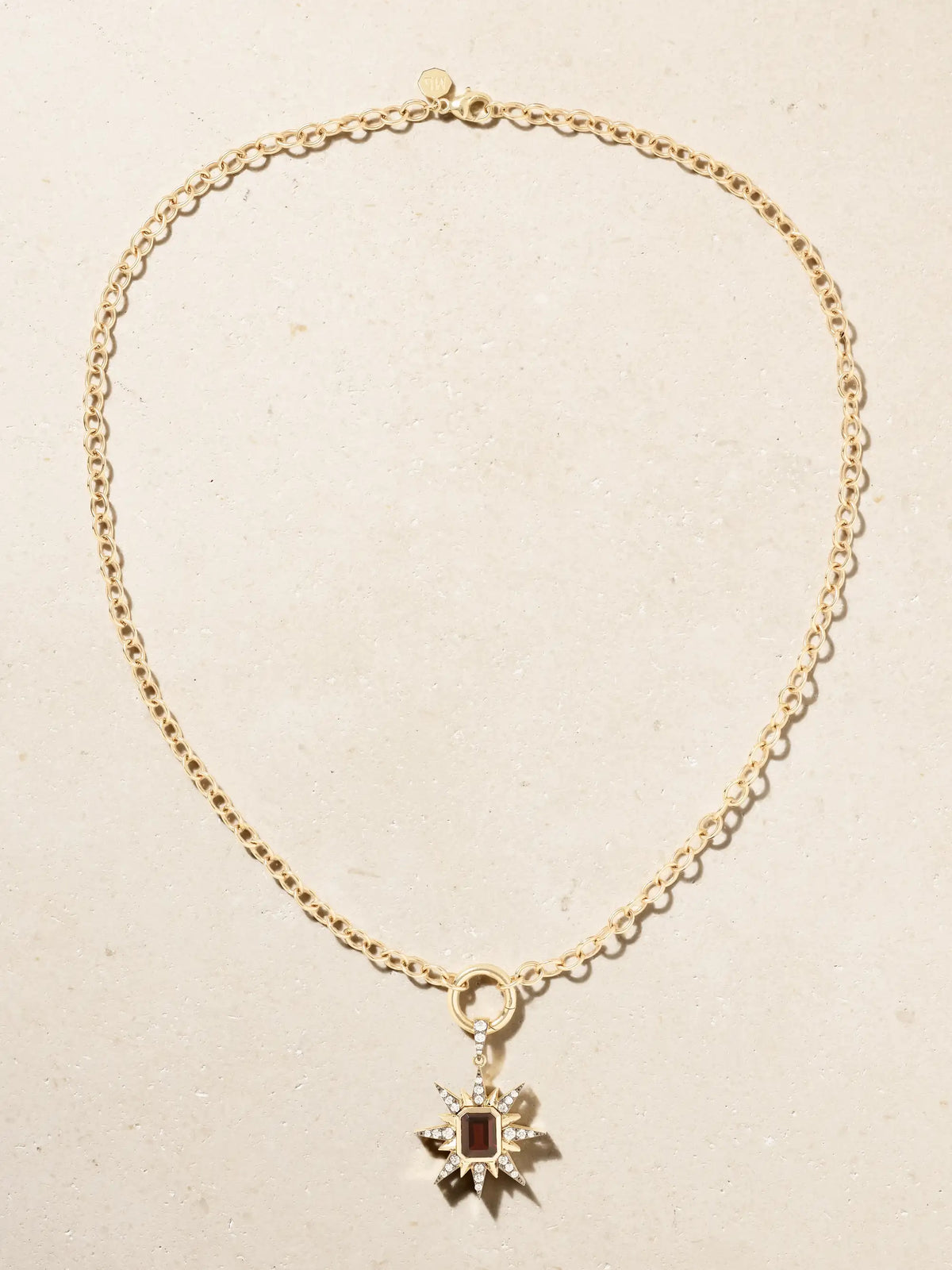 Starburst 14-karat Gold, Rhodium-plated, Diamond And Garnet Necklace
