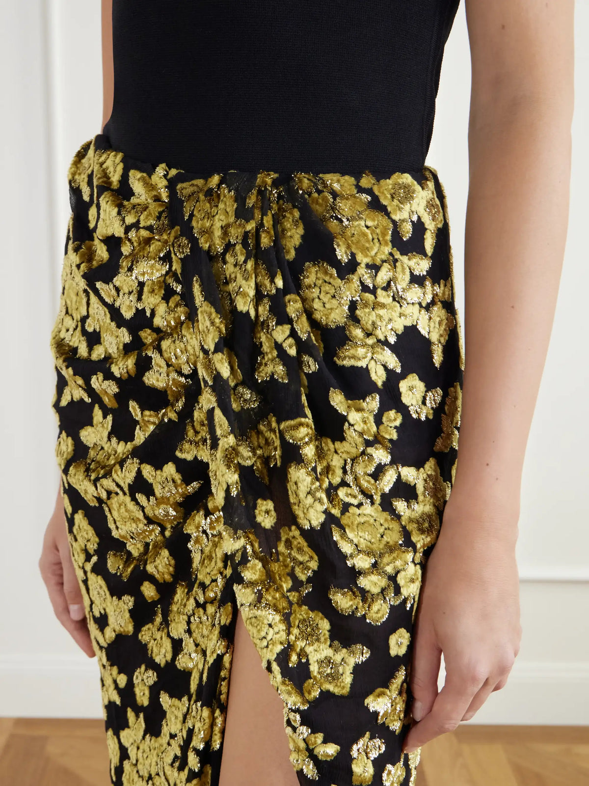 Balmain Draped Devoré-velvet Maxi Skirt