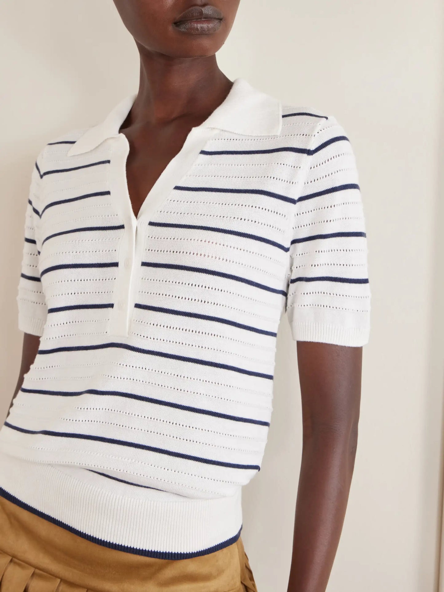 Wren Striped Cotton-blend Knitted Polo Shirt