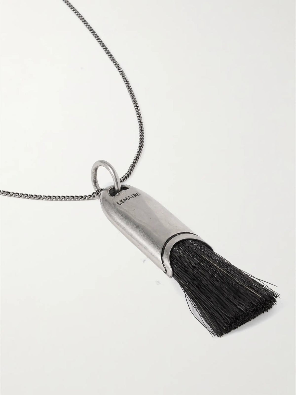 Personal Brush Silver-tone And Horse Hair Necklace