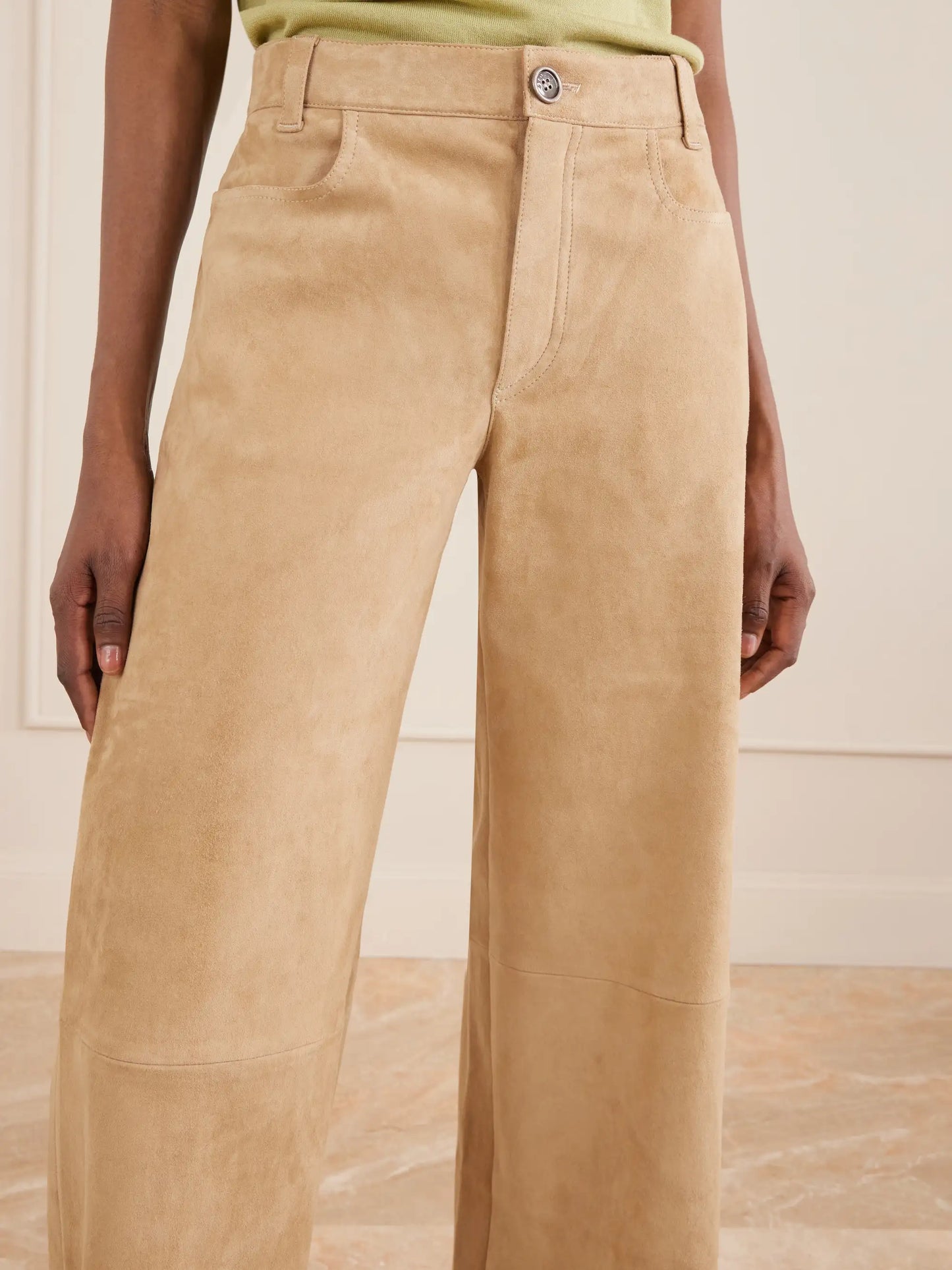 Lilou Cropped Suede Wide-leg Pants