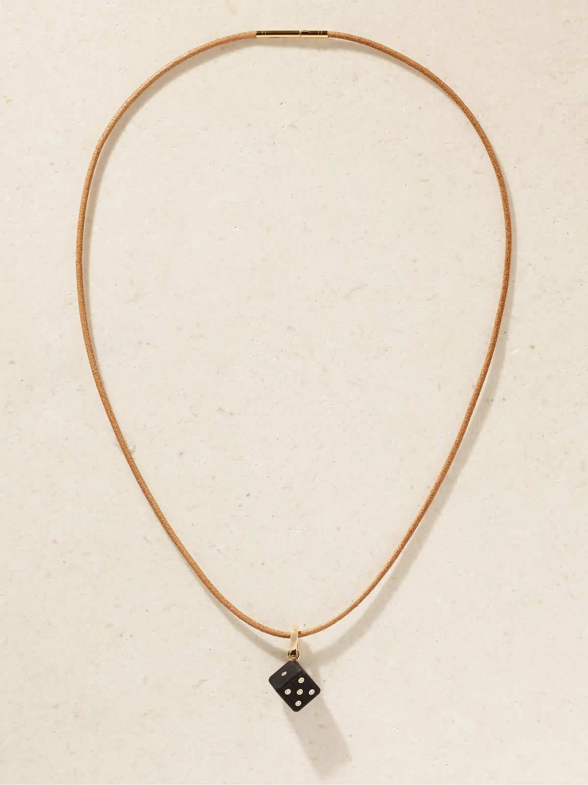 Marie Lichtenberg Dado 18-karat Gold, Diamond, Ebony And Leather Necklace