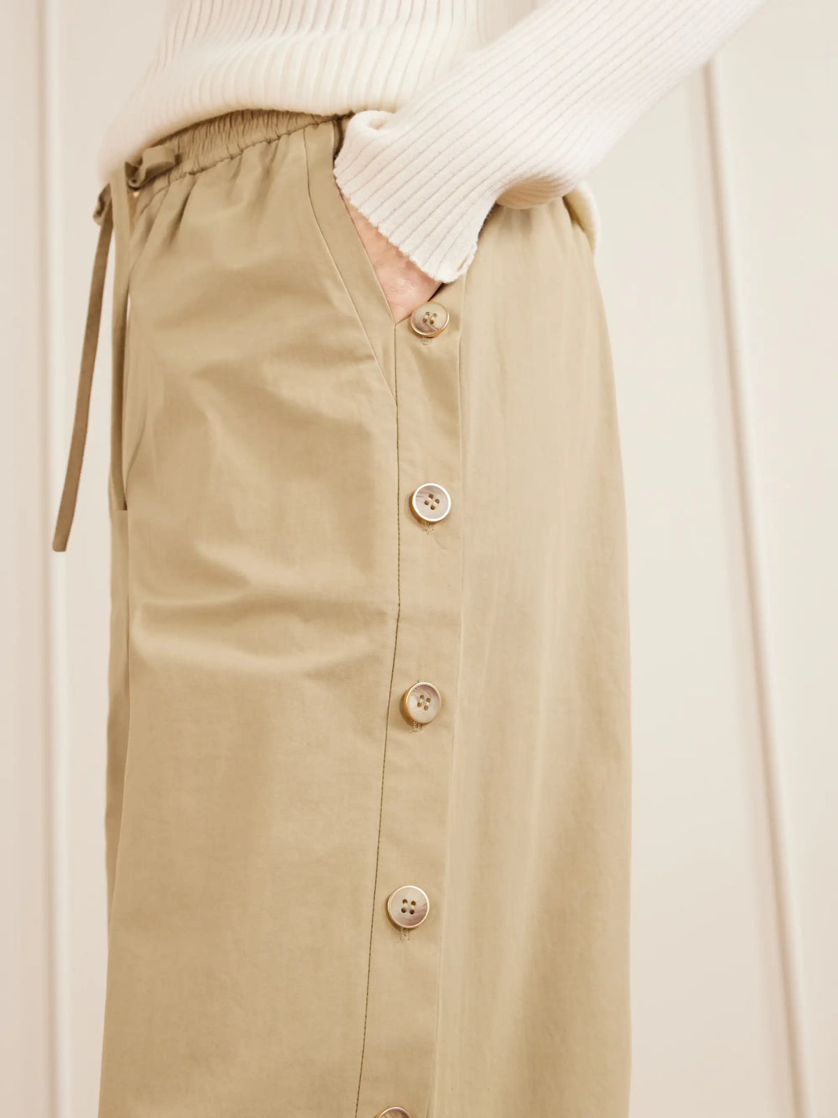 Zimmermann Valiant Button Cotton-poplin Wide-leg Pants