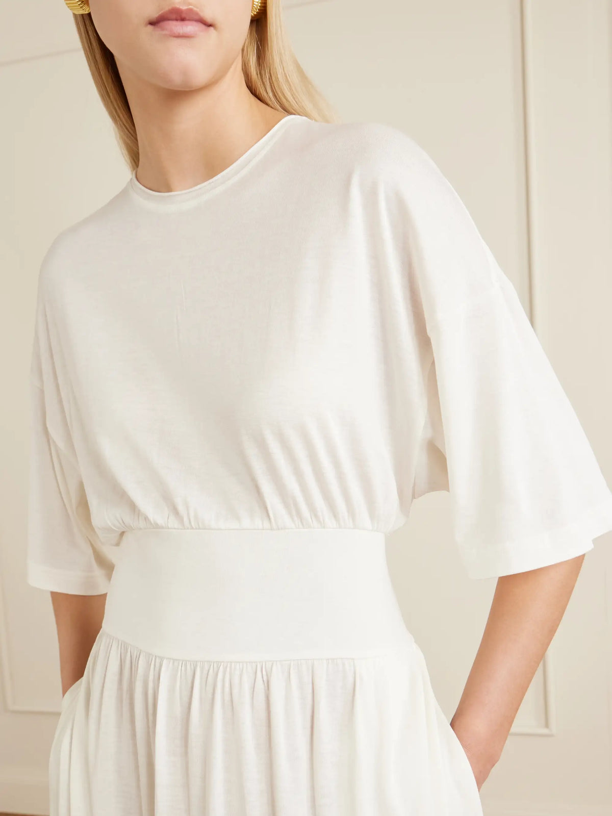 TOTEME Gathered Organic Cotton And Silk-blend Midi Dress