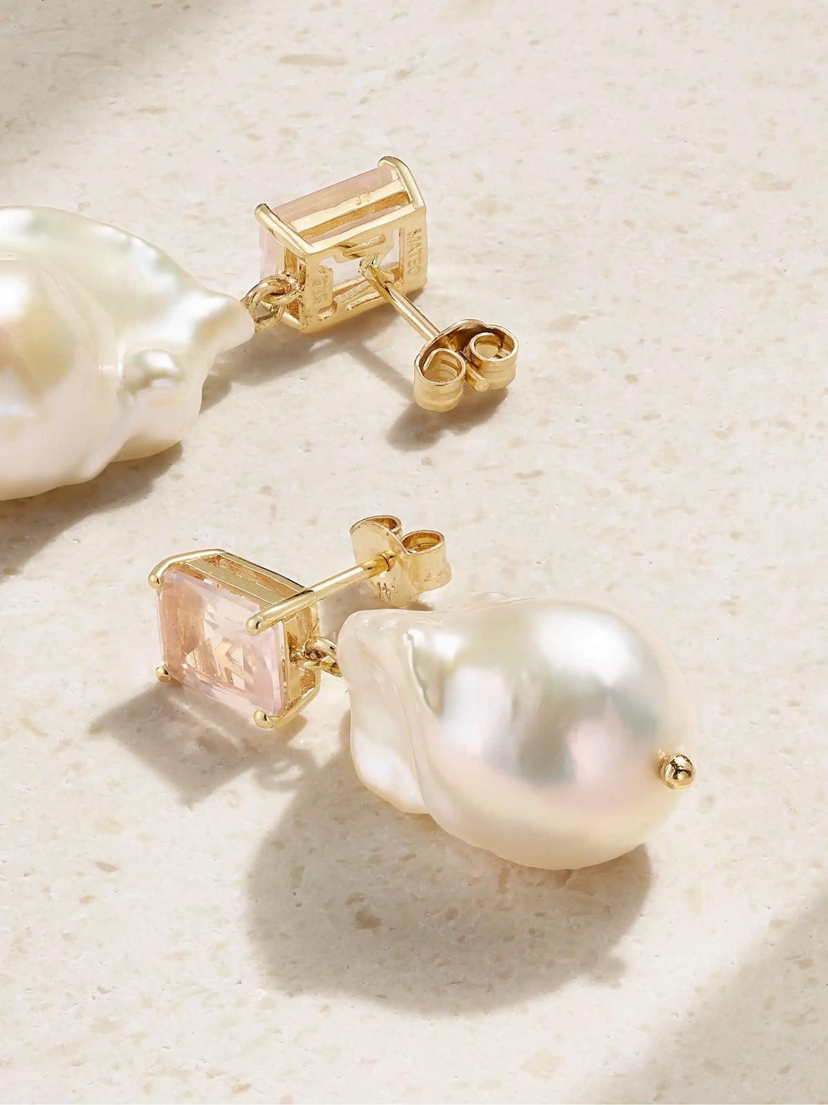14-karat Gold, Pearl And Quartz Earrings