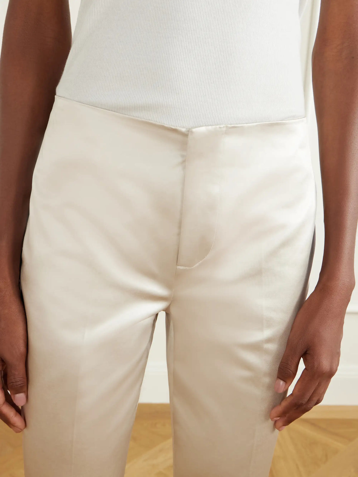 LIBEROWE Lilian Cropped Cotton-blend Duchess Satin Straight-leg Pants