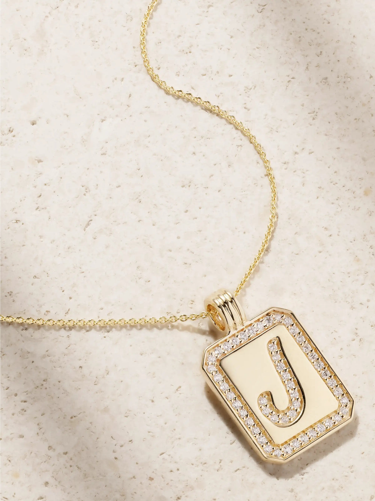 Letter 14-karat Gold Diamond Necklace