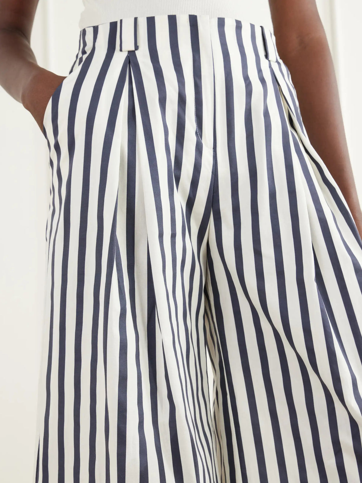 Andres Otalora Unna Pleated Striped Cotton-poplin Wide-leg Pants