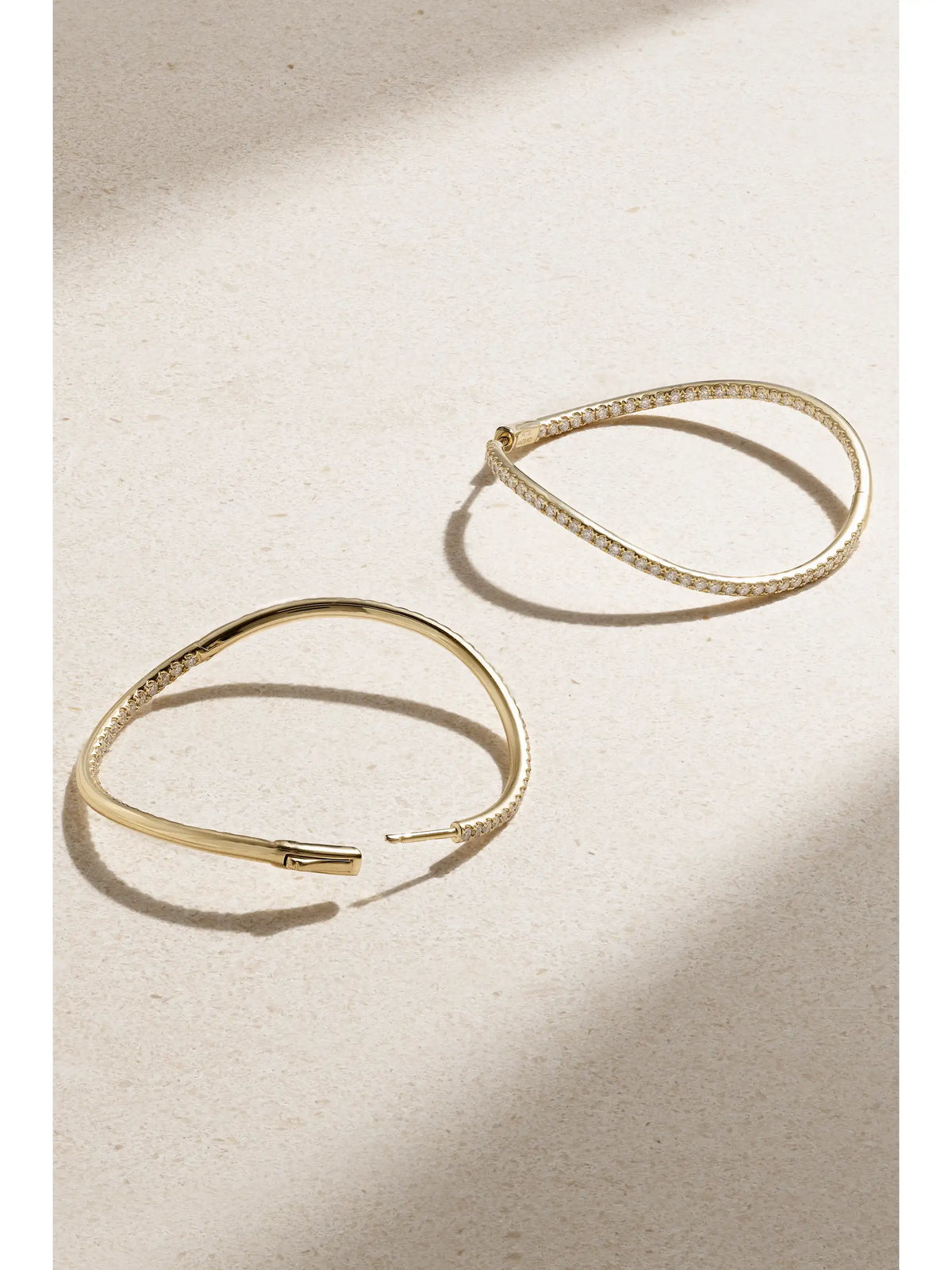 Twisted 18-karat Gold Diamond Hoop Earrings