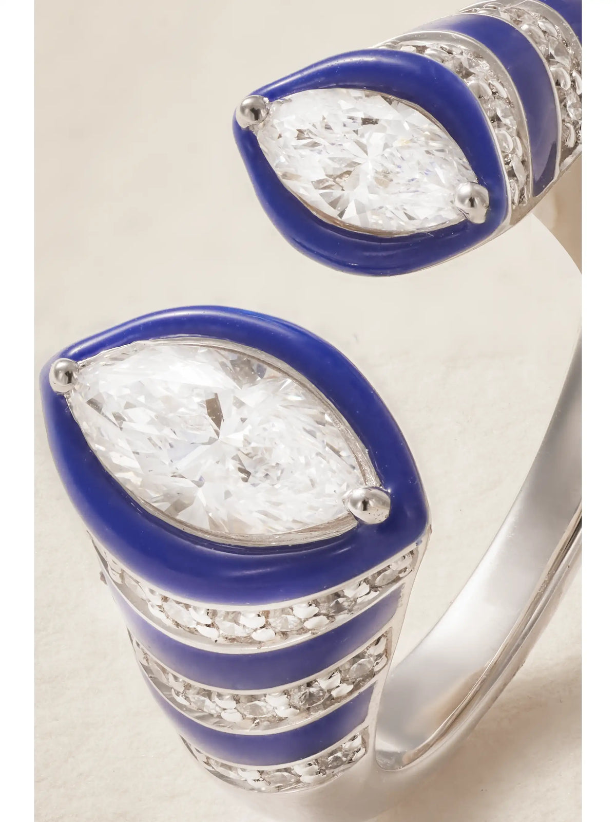 18-karat White Gold, Enamel And Diamond Ring