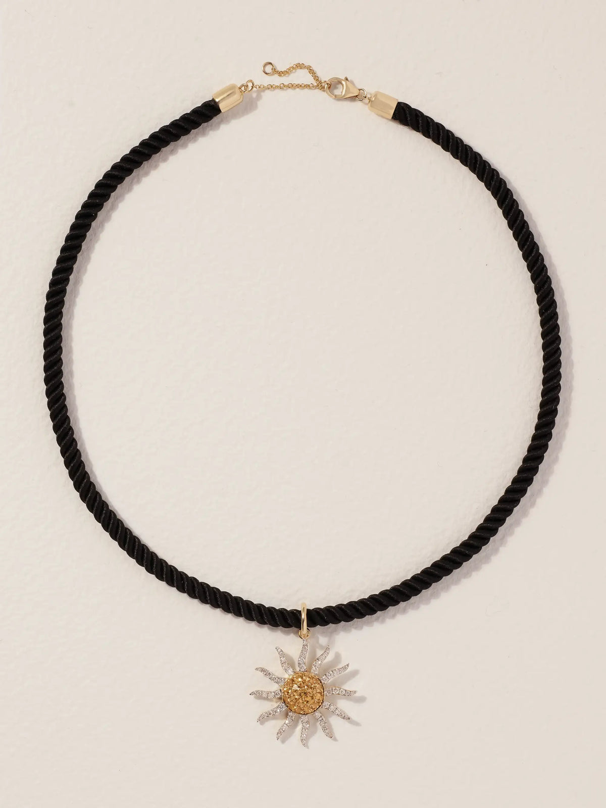 Soleil 9-karat Gold, Cord, Citrine And Diamond Necklace