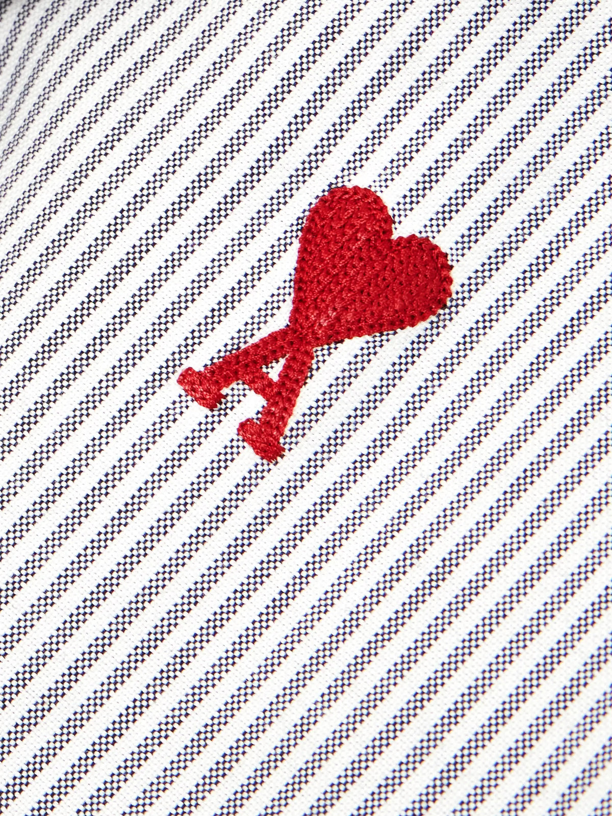 AMI PARIS Adc Embroidered Striped Cotton-poplin Shirt