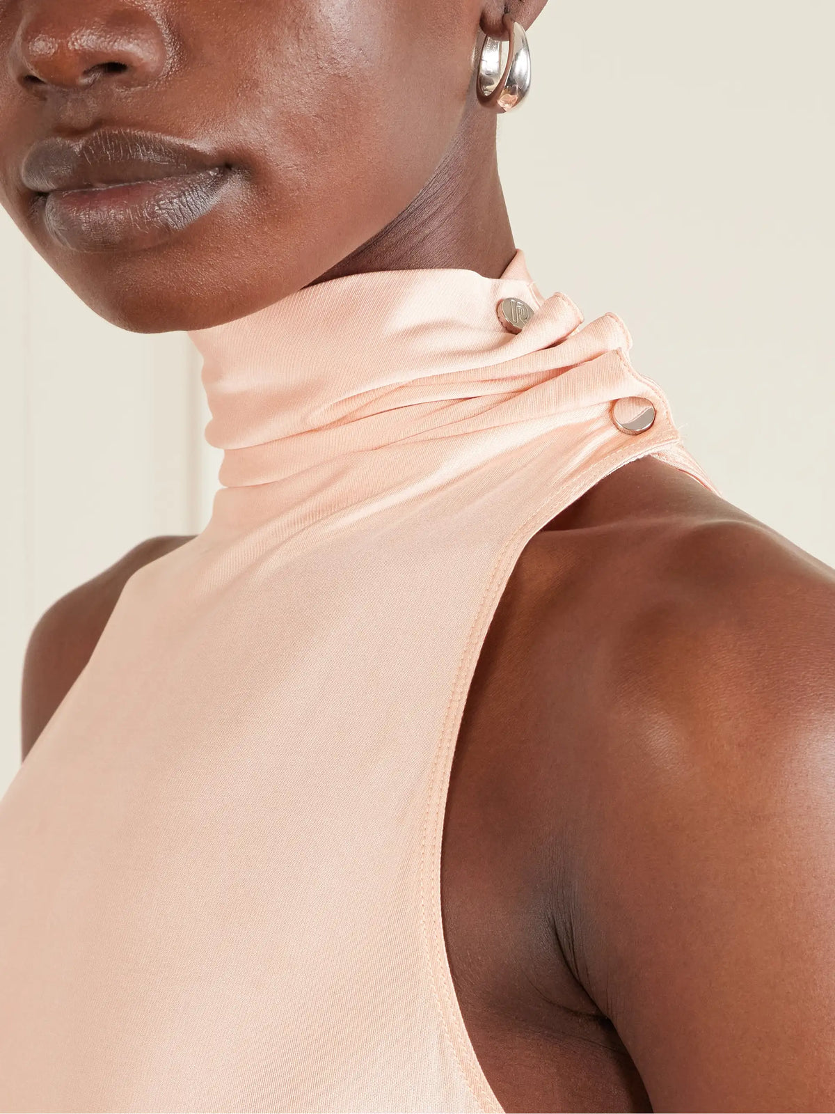 Embellished Gathered Satin Midi Dress