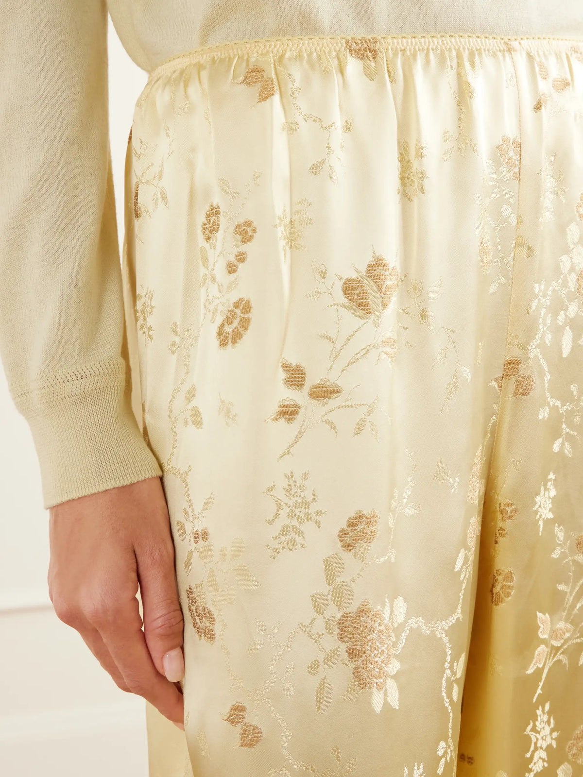 DÔEN Lavona Silk-jacquard Wide-leg Pants