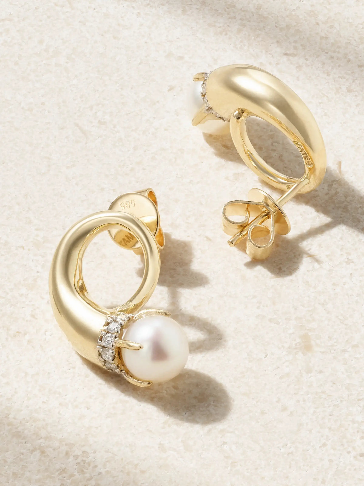 Cornucopia 14-karat Gold, Diamond And Pearl Earrings