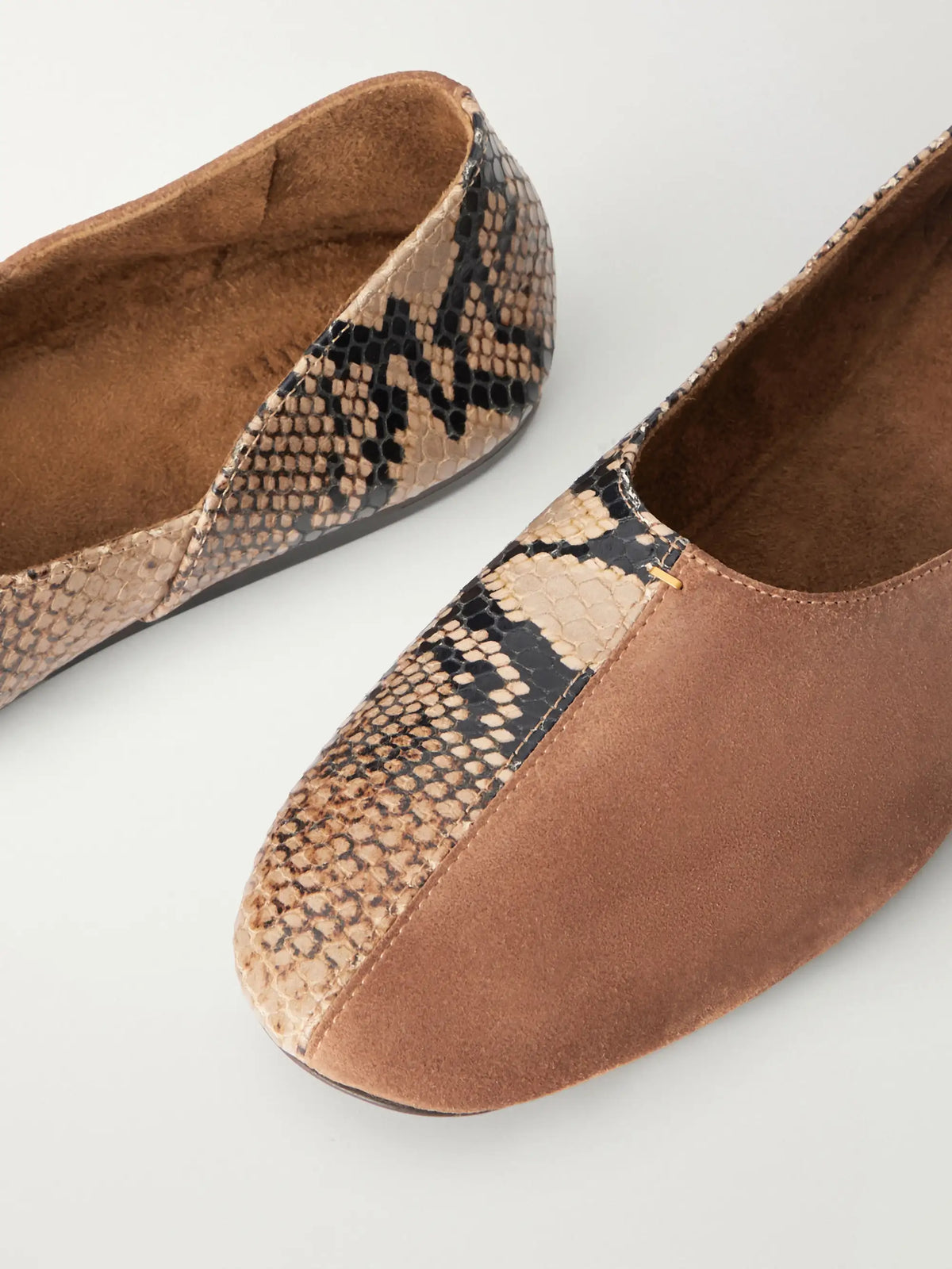 Jane Suede And Snake-effect Leather Moccasins