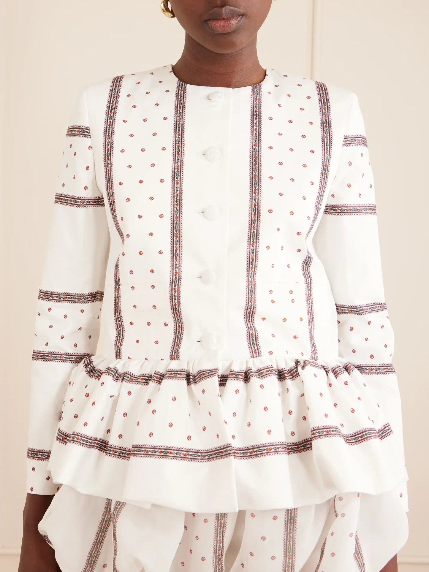 Printed Peplum Cotton Jacket