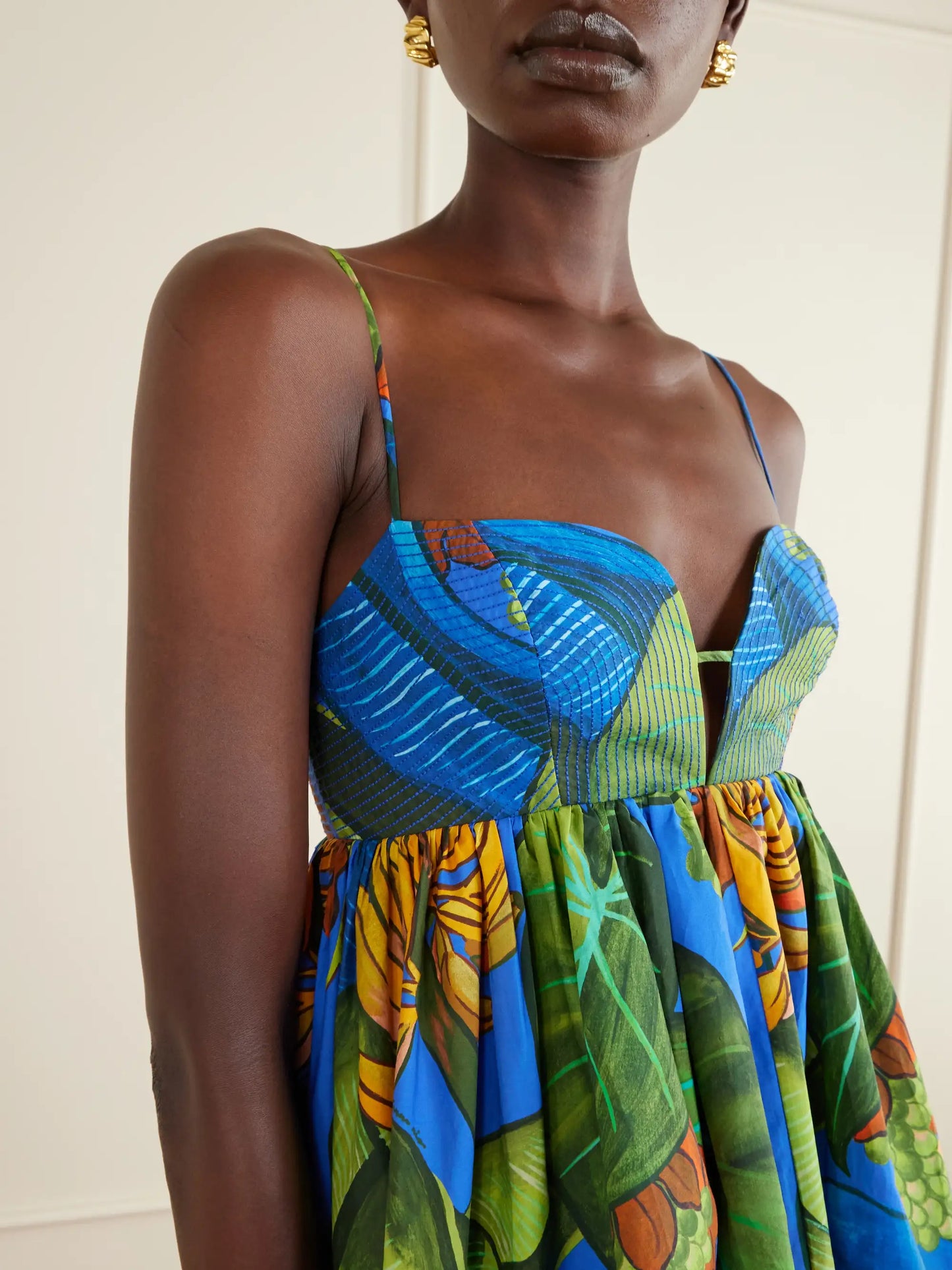 Banana Grapes Printed Linen-blend Mini Dress