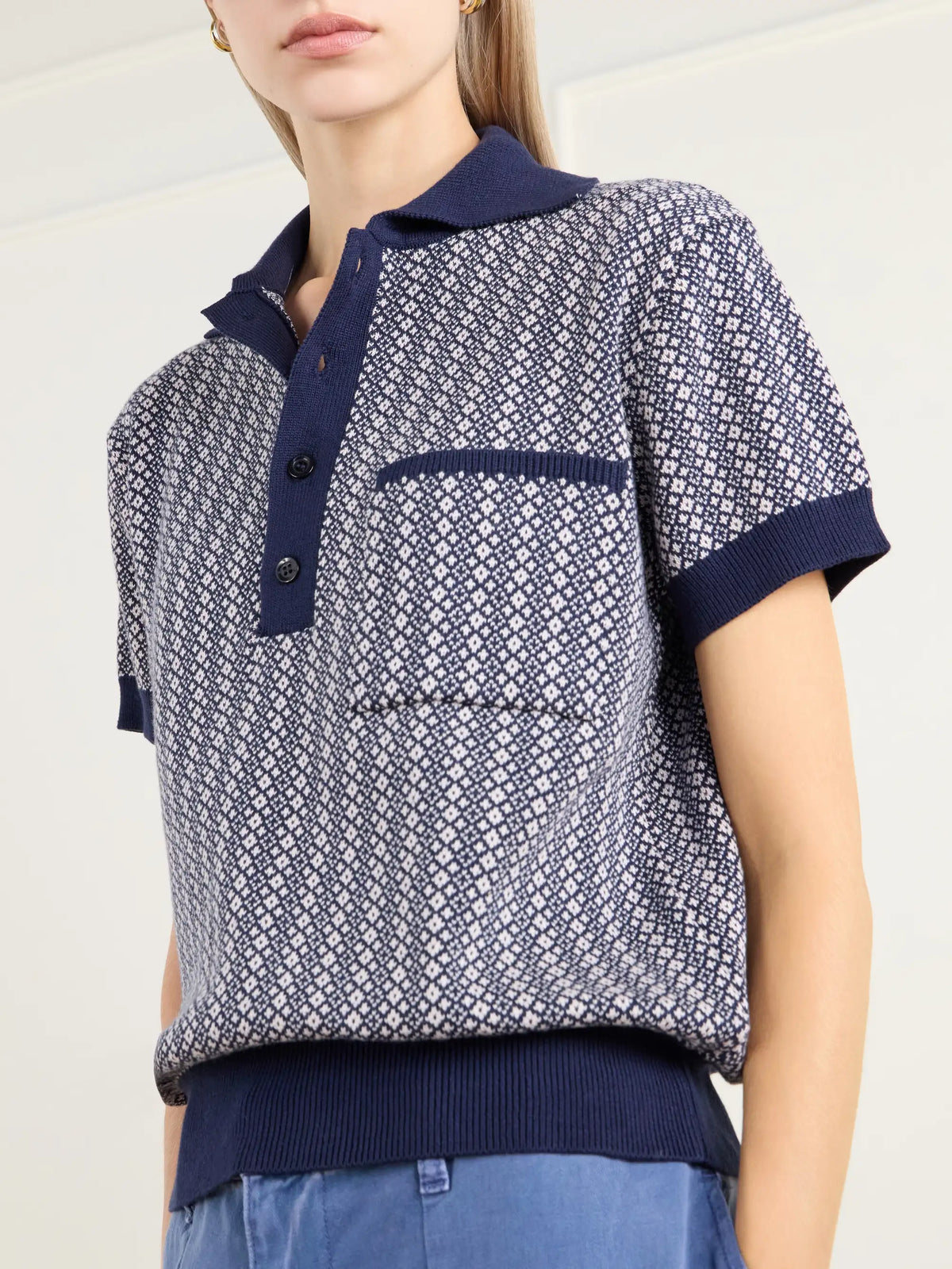 ALIX OF BOHEMIA Lessi Jacquard-knit Cotton Polo Shirt