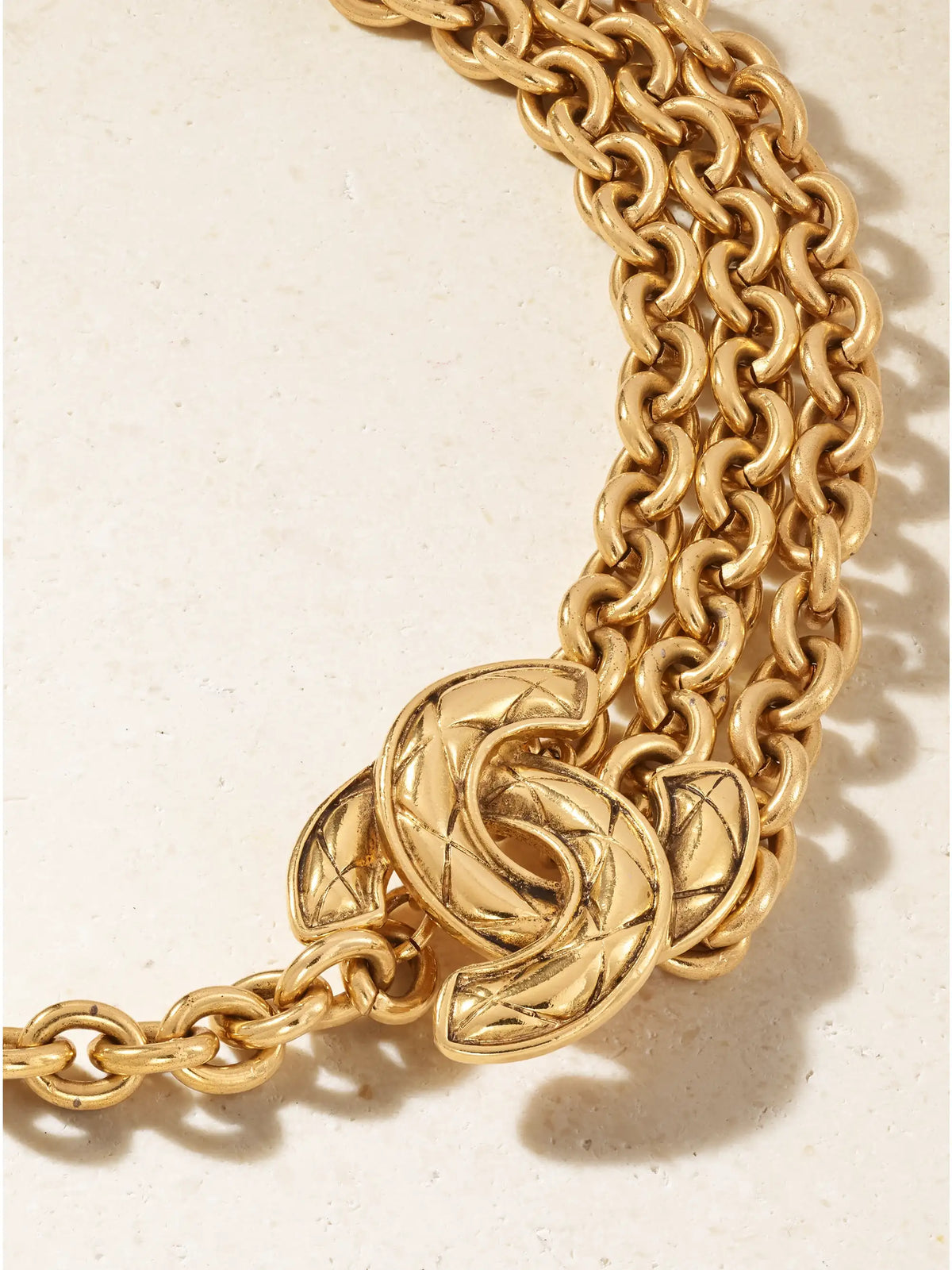 SUSAN CAPLAN + Channel Vintage 1980s Interlocking Cc Gold-plated Chain Belt