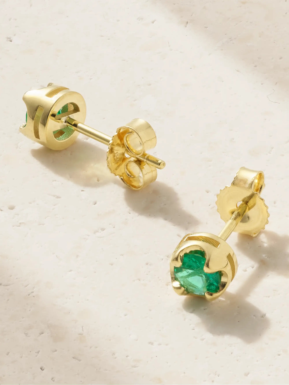 Small Illusion 18-karat Gold Emerald Earrings