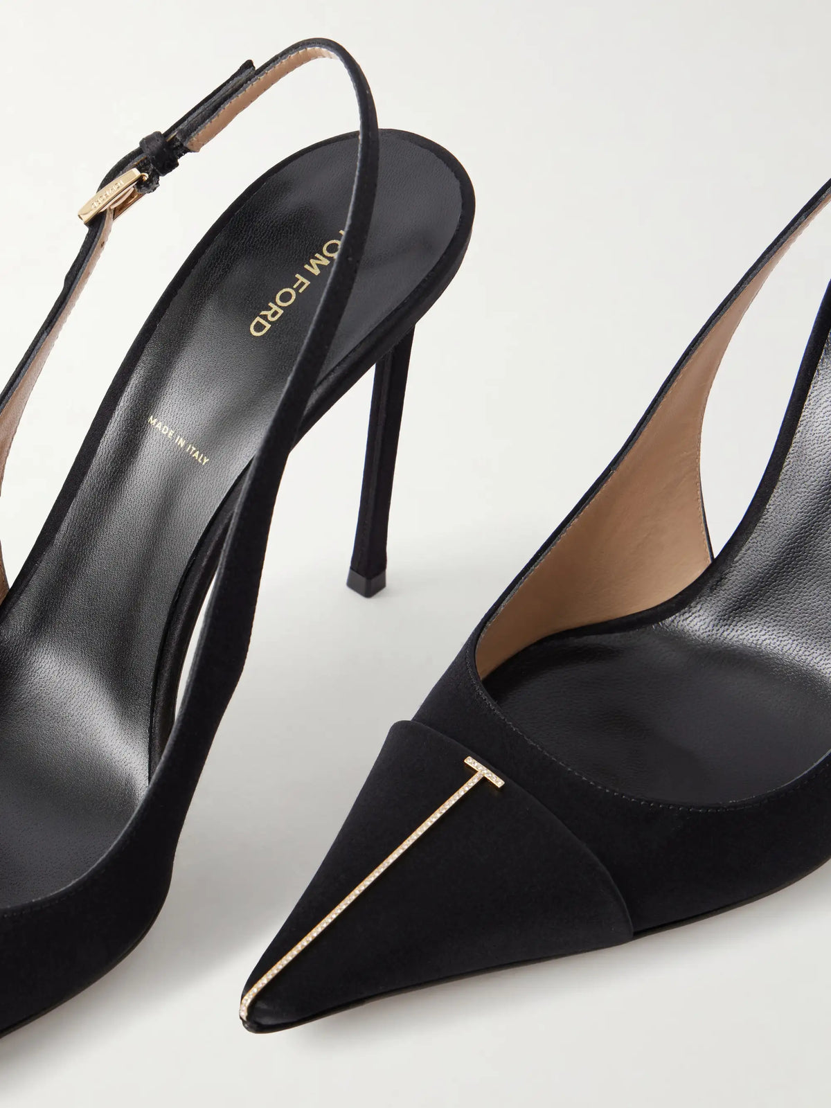105 Crystal-embellished Satin Slingback Pumps
