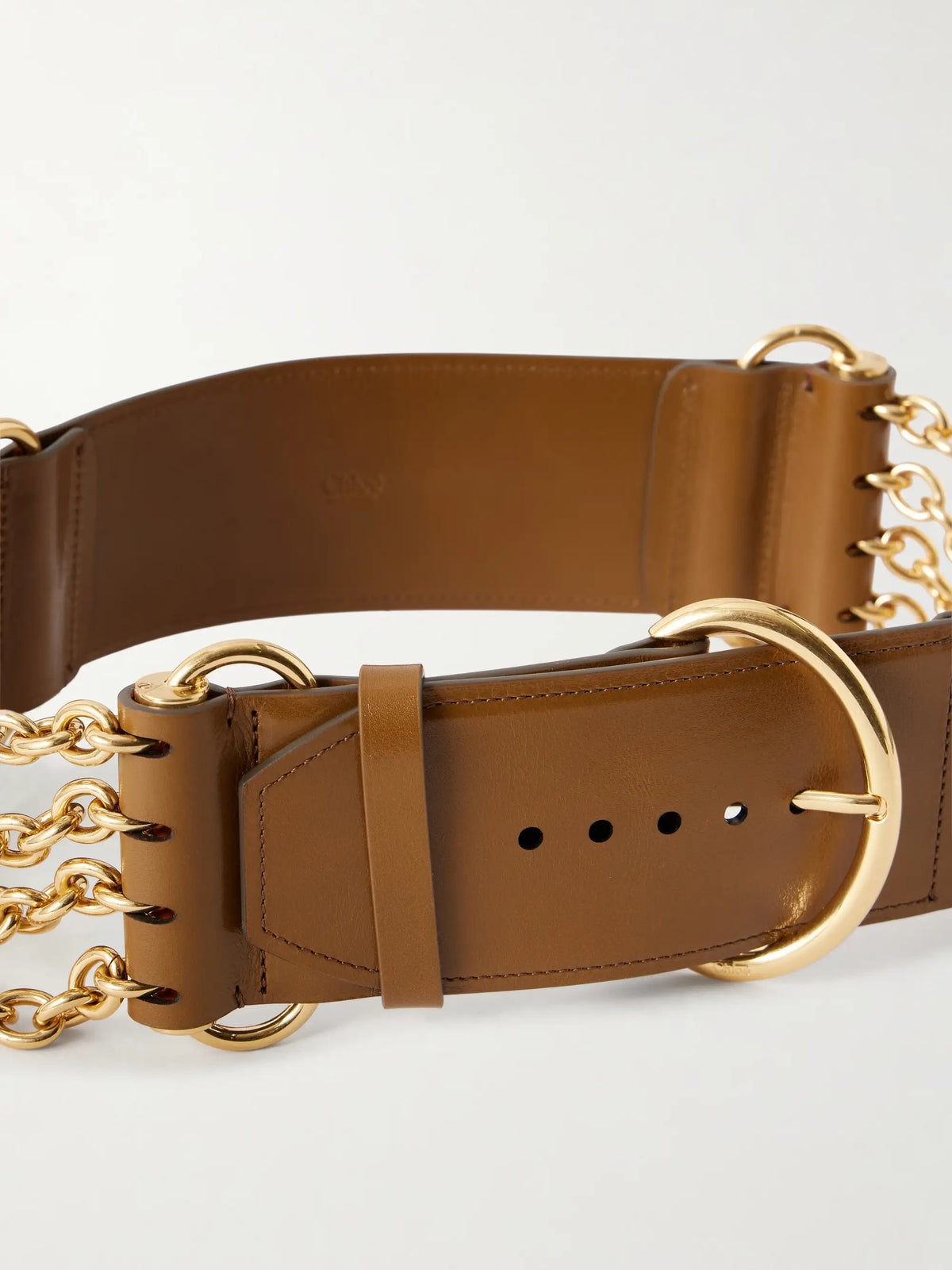 6.5 Cm Gold-tone And Leather Waist Belt