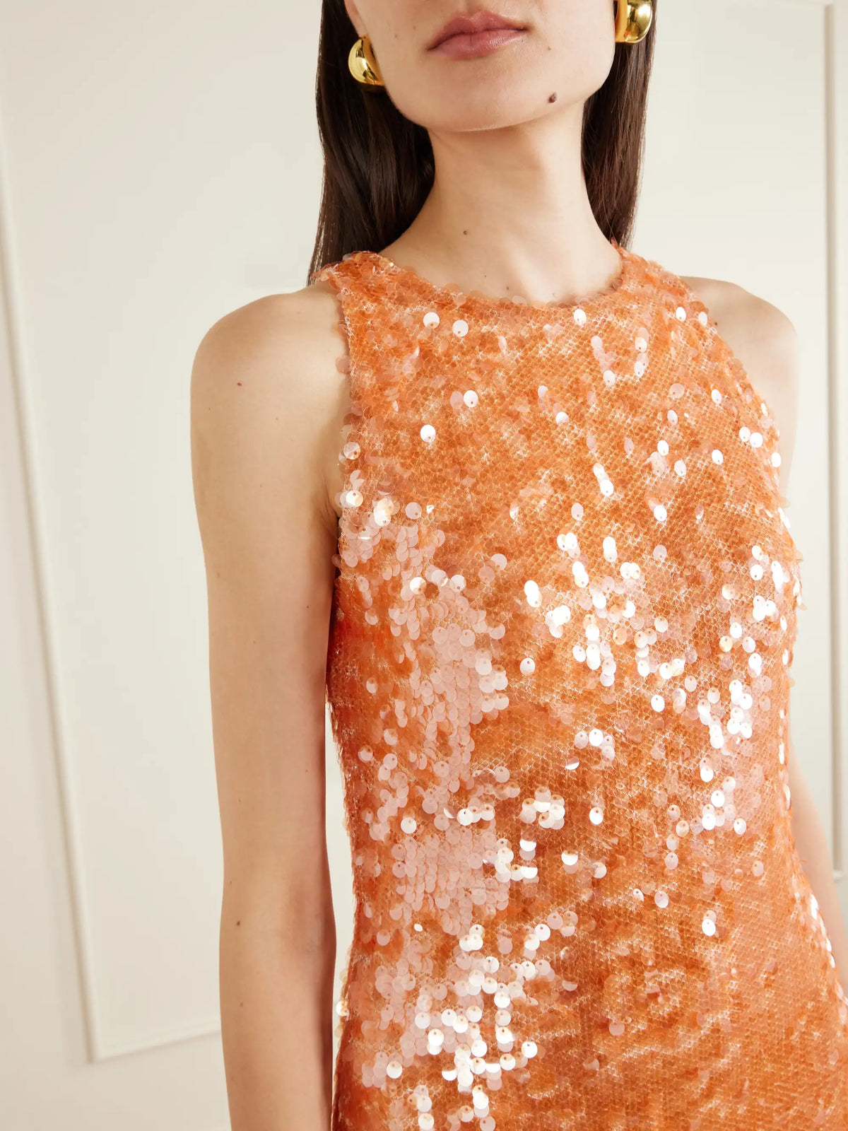 Sequin-embellished Mesh Midi Dress