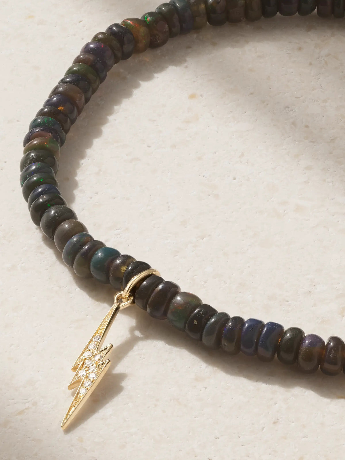 Small Lightning Bolt 14-karat Gold, Opal And Diamond Bracelet